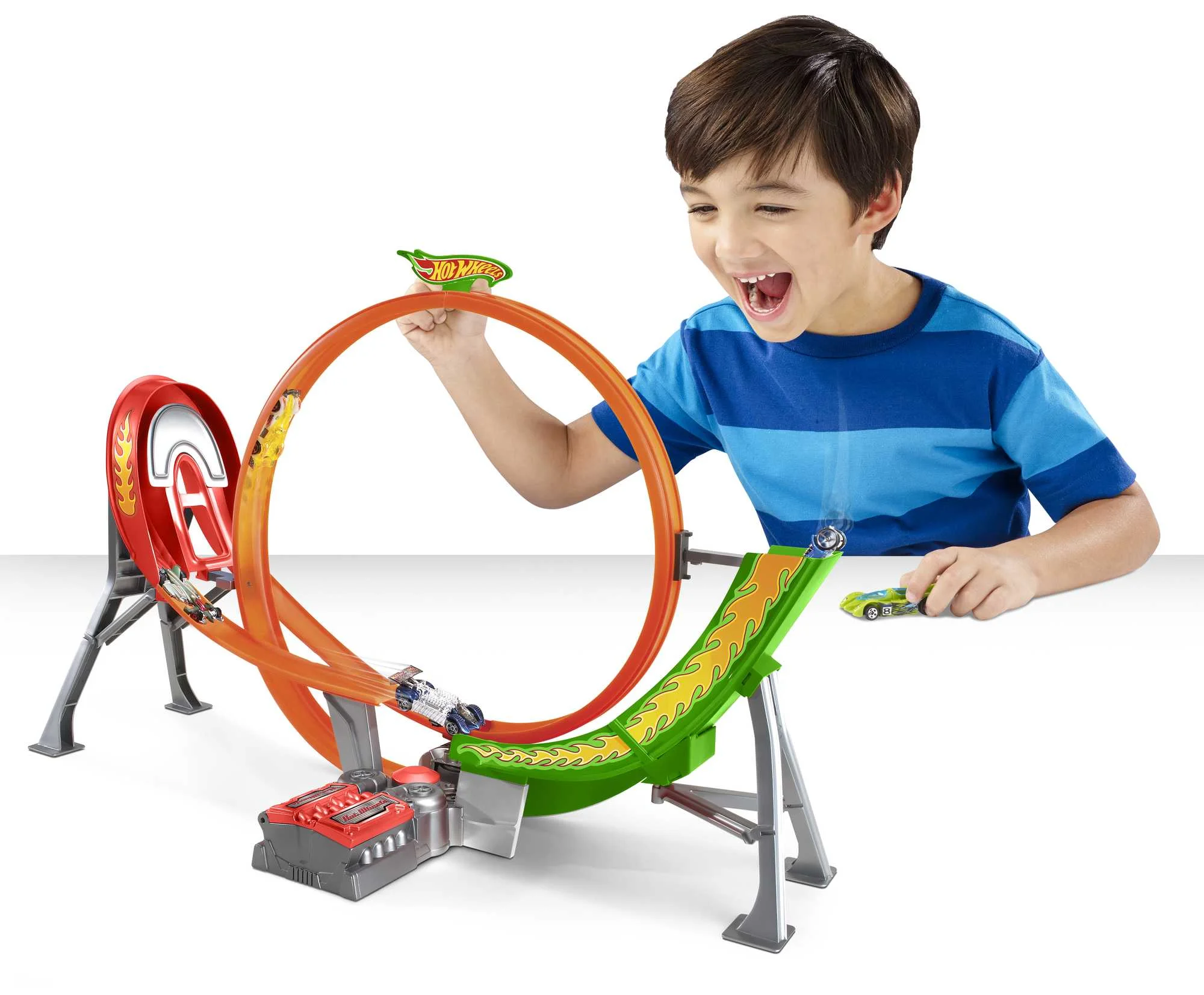 Hot Wheels Action Power Shift Motorized Raceway Track Set, Includes 5 Cars in 1:64 Scale