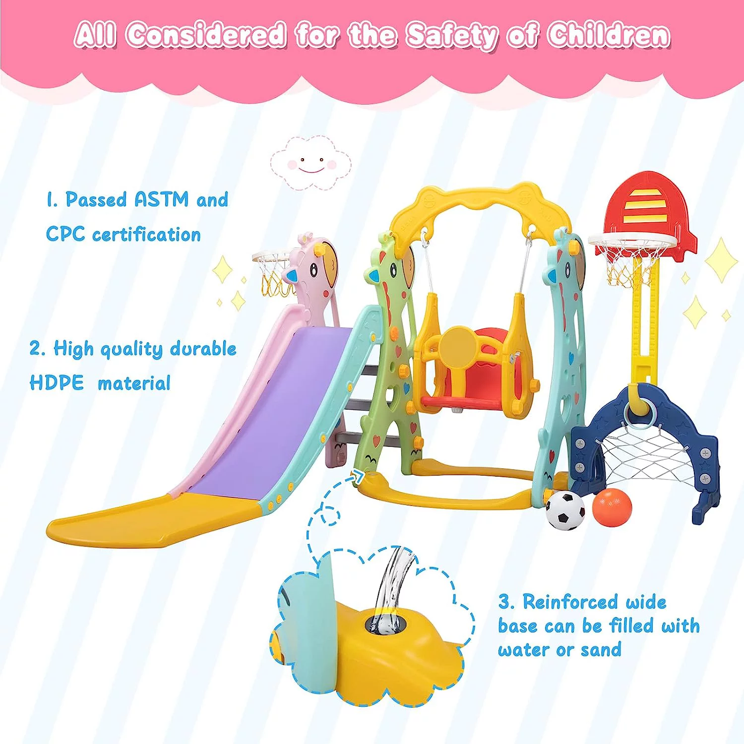 Clearance! 5 in 1 Kids Slide for Toddlers Age 1-3, Slide and Swing Set for Children Baby Indoor Outdoor, Playsets Playground Sets for Backyards Plastic