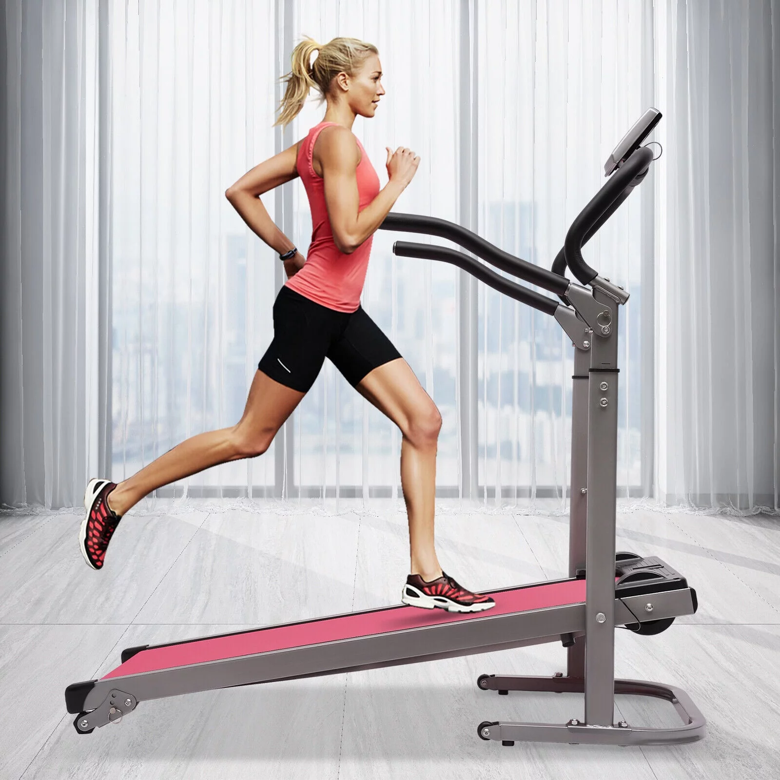 Miumaeov Folding Treadmill & Incline Running Fitness Jogging Machine with LED Monitor For Home Gym 265LBS Capacity