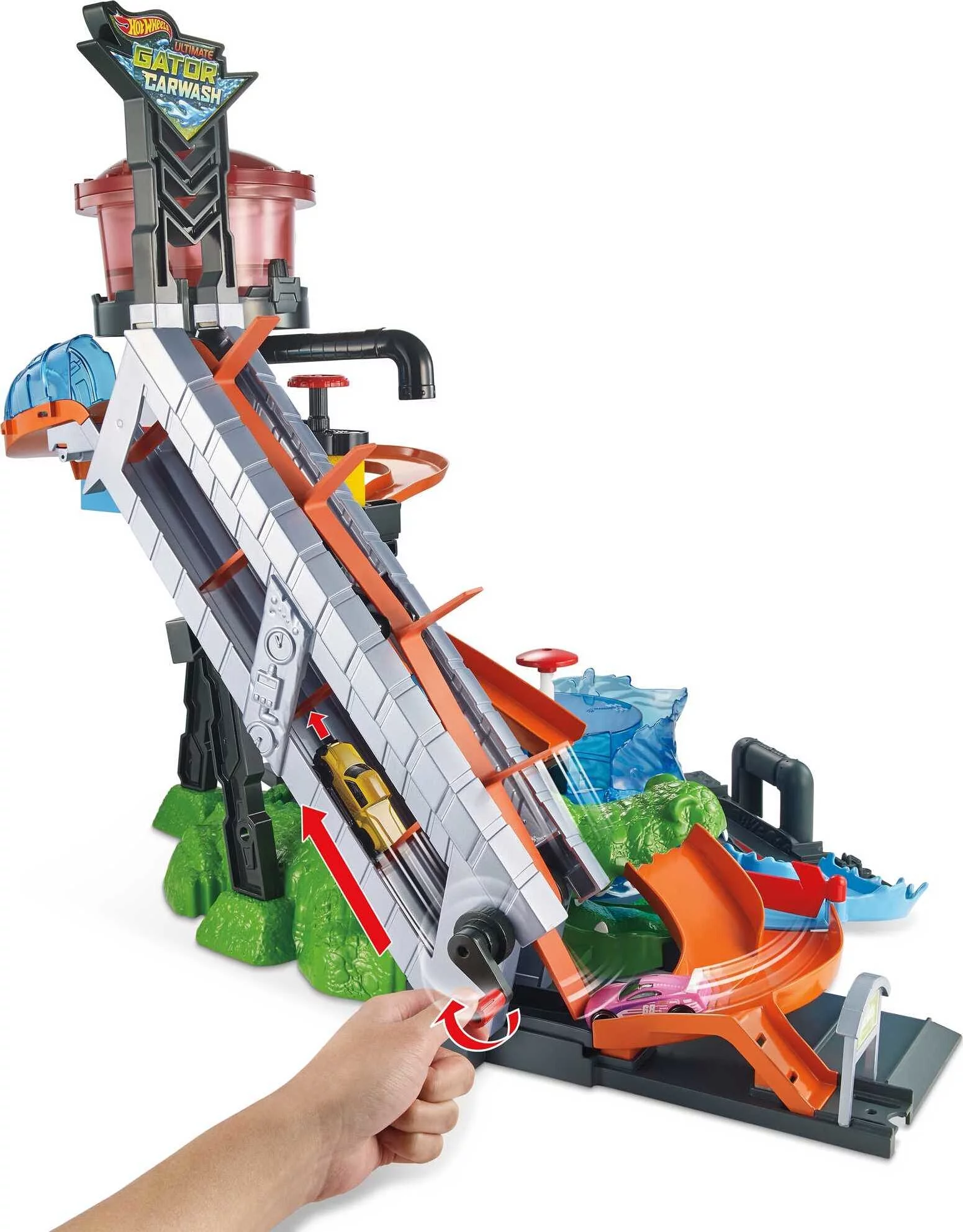 Hot Wheels Ultimate Gator Car Wash Playset with Color Shifters Toy Car in 1:64 Scale