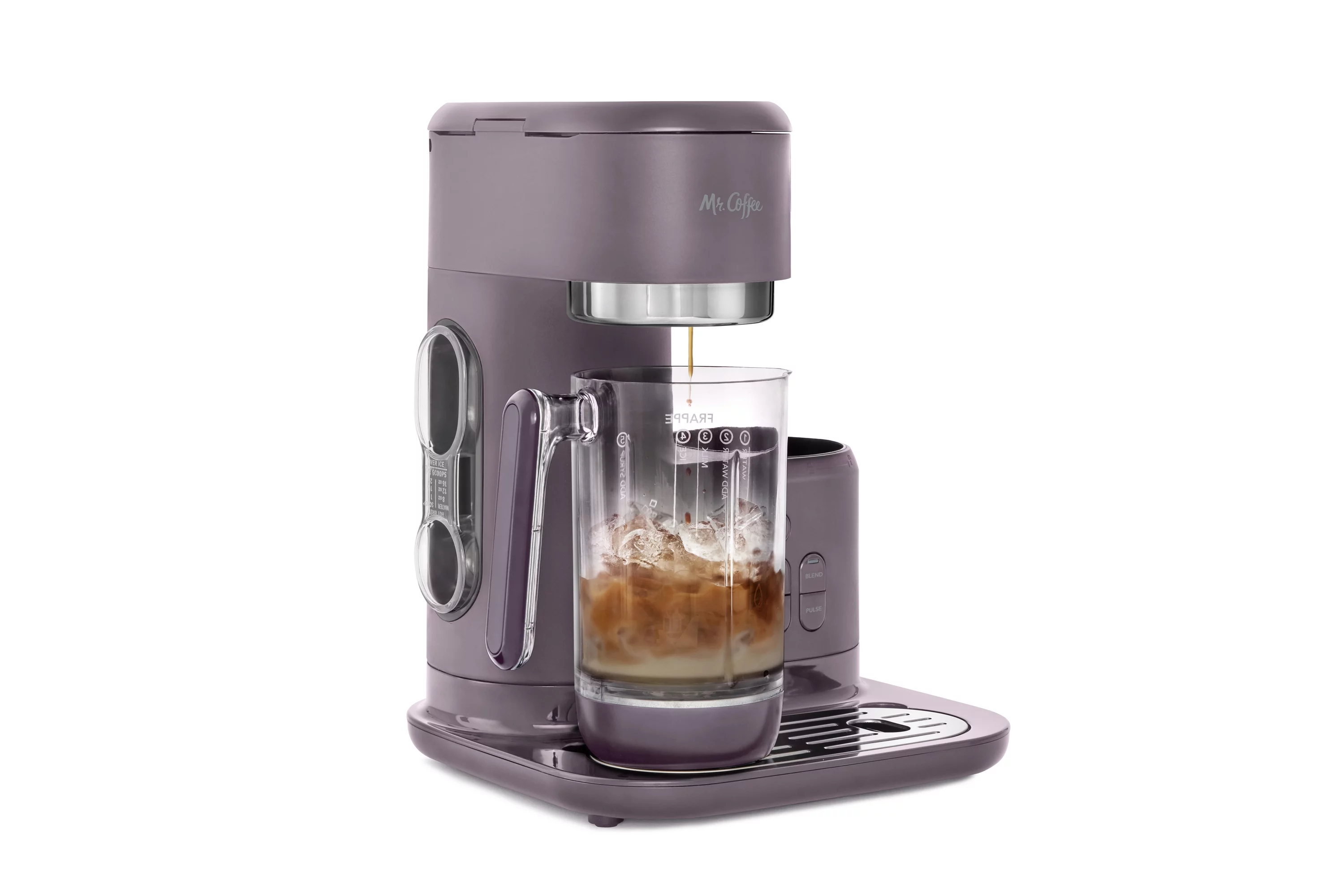 Mr. Coffee Single Serve Frappe, Iced, and Hot Coffee Maker and Blender, Single Serve Iced Coffee Maker with Reusable Tumblers and Coffee Filter, Lavender