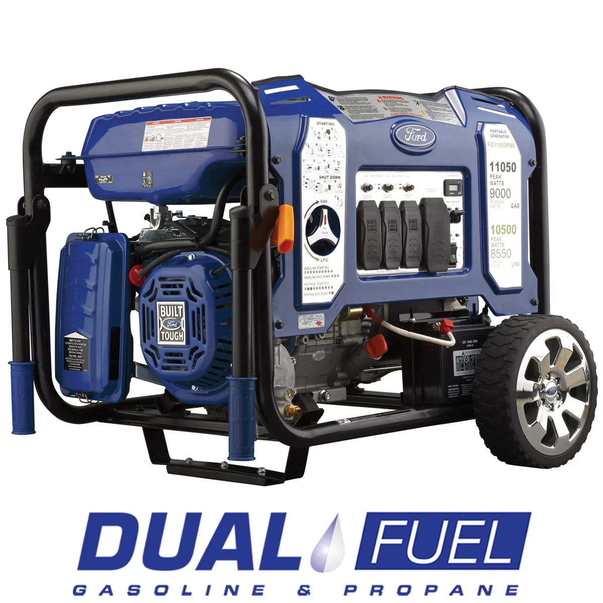 Ford 11,050-Watt Dual Fuel Portable Generator – CARB Compliant