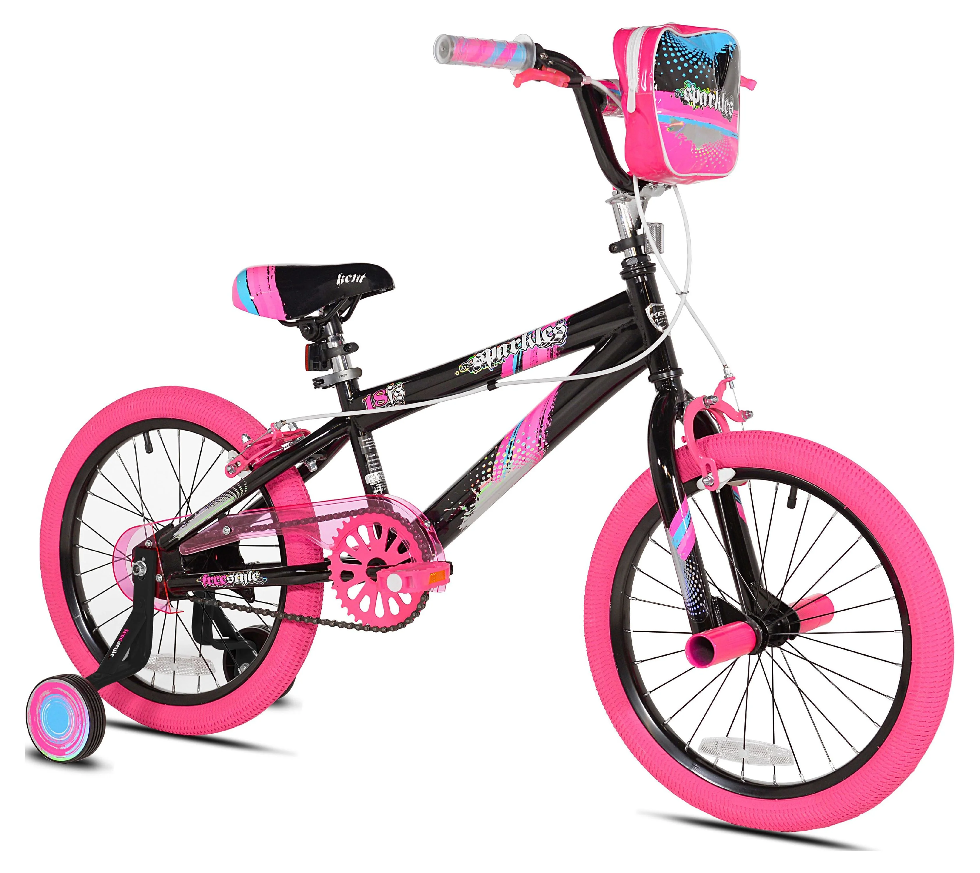 Kent Bicycles 18 inch Girl’s Sparkles Bicycle, Black and Pink