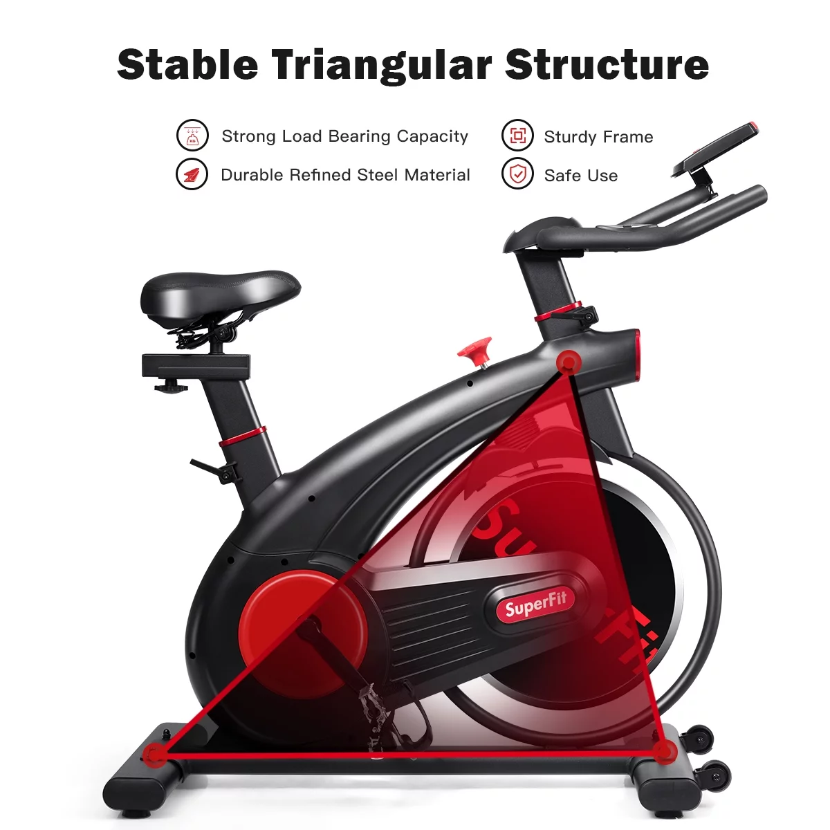 SuperFit Stationary Exercise Bike Silent Belt Drive Cycling Bike