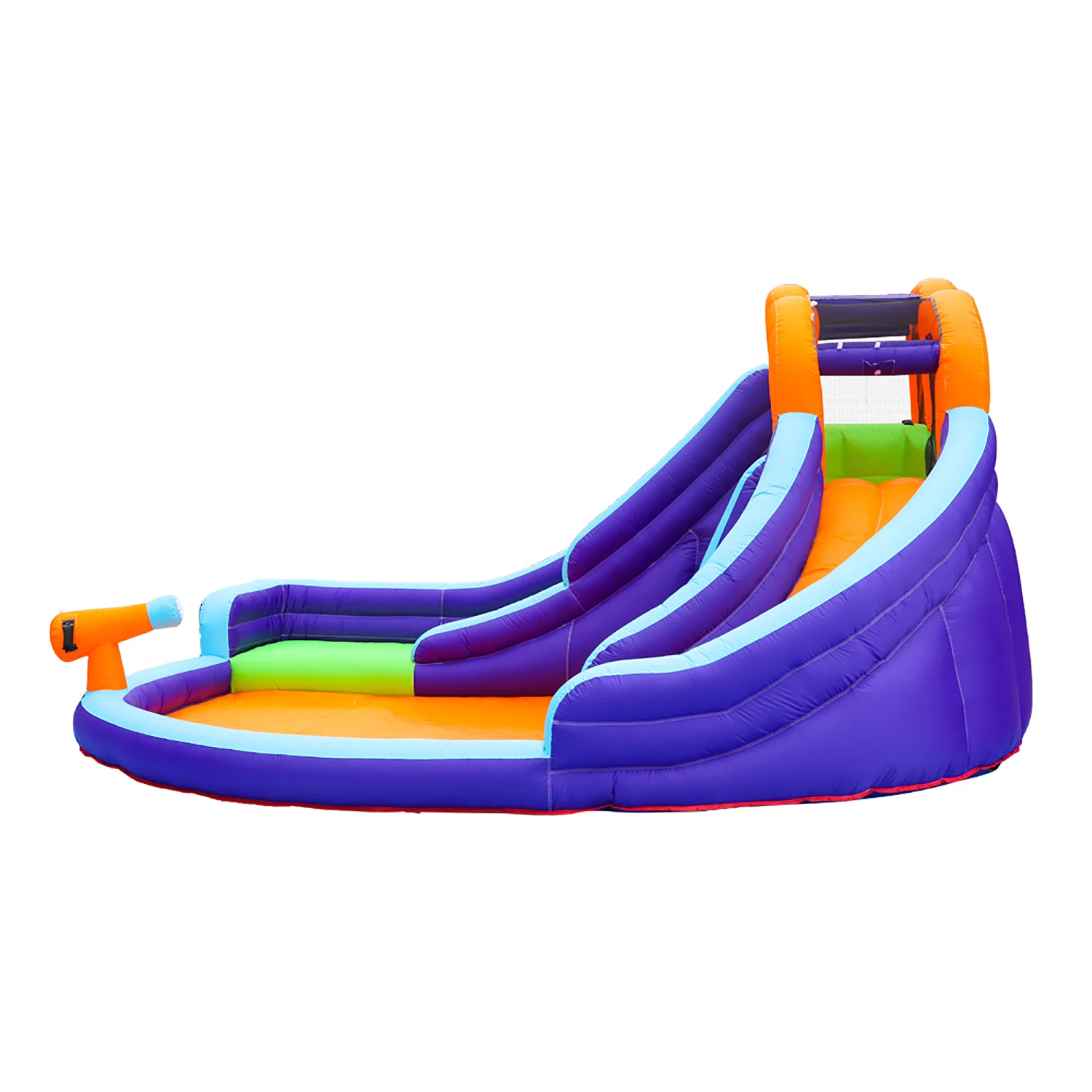 CocoNut Castles Double Slide Inflatable Water Park with Climbing Wall & Water Cannon