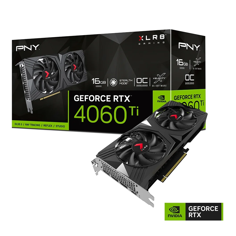 PNY GeForce RTX 4060 Ti 16GB XLR8 Gaming VERTO Overlocked Dual Fan Graphics Card DLSS 3