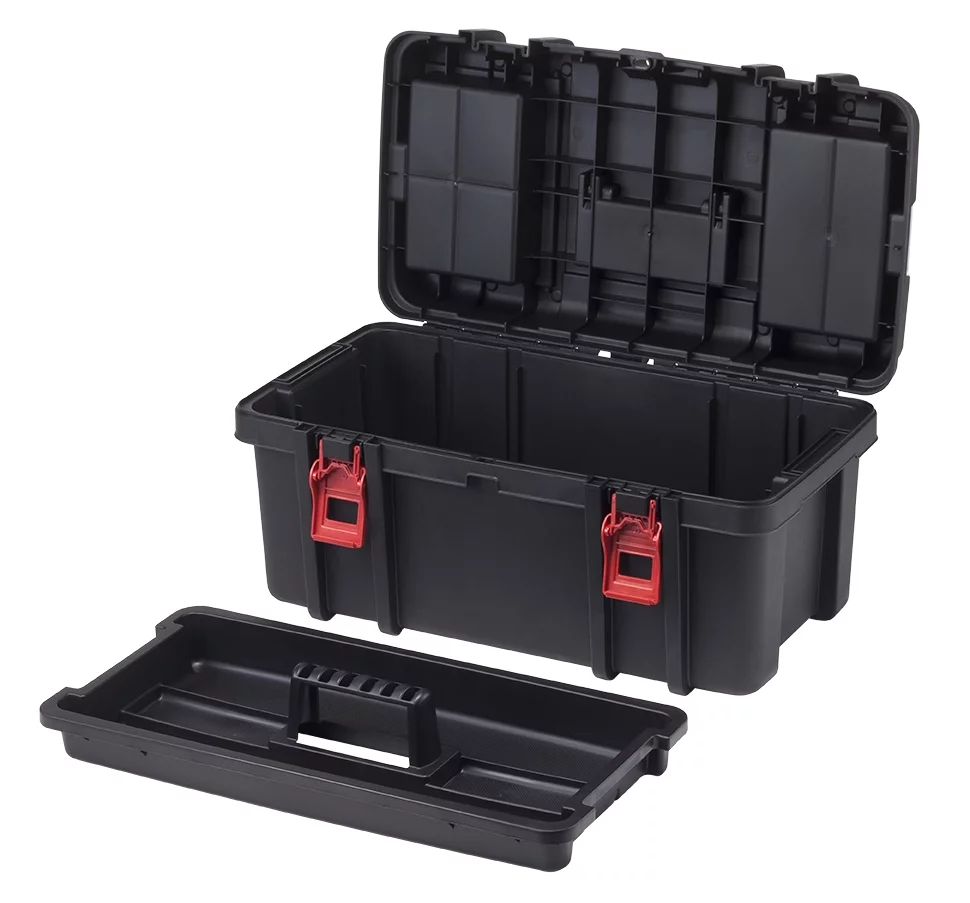 Hyper Tough 22-inch Toolbox, Plastic Tool and Hardware Storage, Black