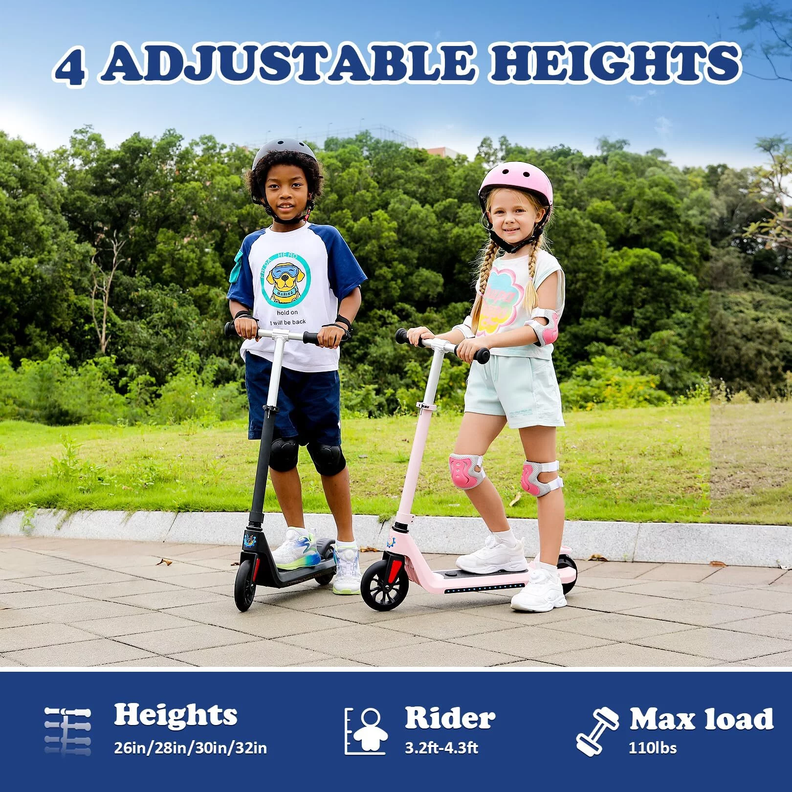 CAROMA Electric Scooter, Foldable Electric Scooter for Kids Ages 8-15, Up to 10 MPH & 7 Miles, LED Display, Colorful LED Lights, Lightweight Kids Electric Scooter