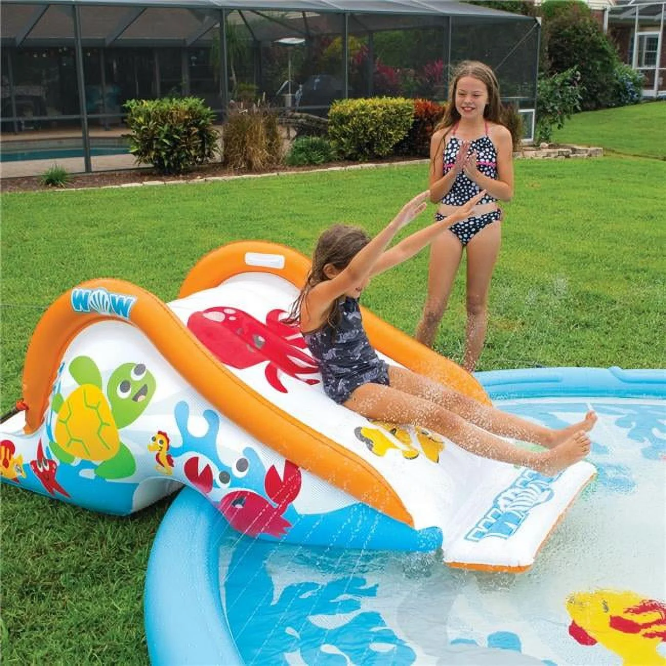 WOW Sports Swirl Splash Pad Slide with Built-In Soaker Sprinkler