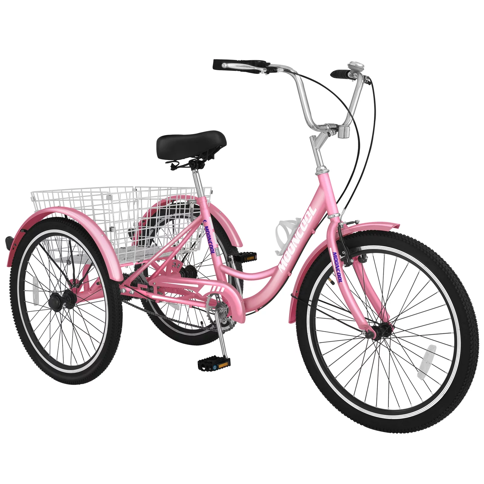 Lilypelle Adult Tricycles Single Speed 24 Inch Three Wheel Bike Cruiser Trike with Low-Step Through Frame/Large Basket for Men, Women, Seniors