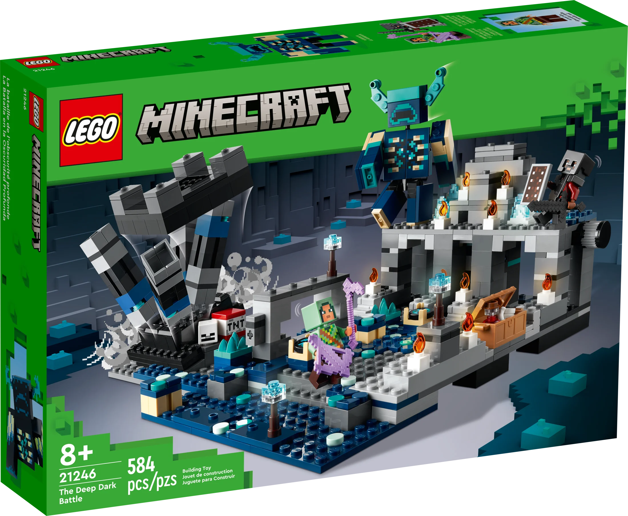 LEGO Minecraft The Deep Dark Battle Set, 21246 Biome Adventure Toy, Ancient City with Warden Figure, Exploding Tower & Treasure Chest, for Kids Ages 8 Plus