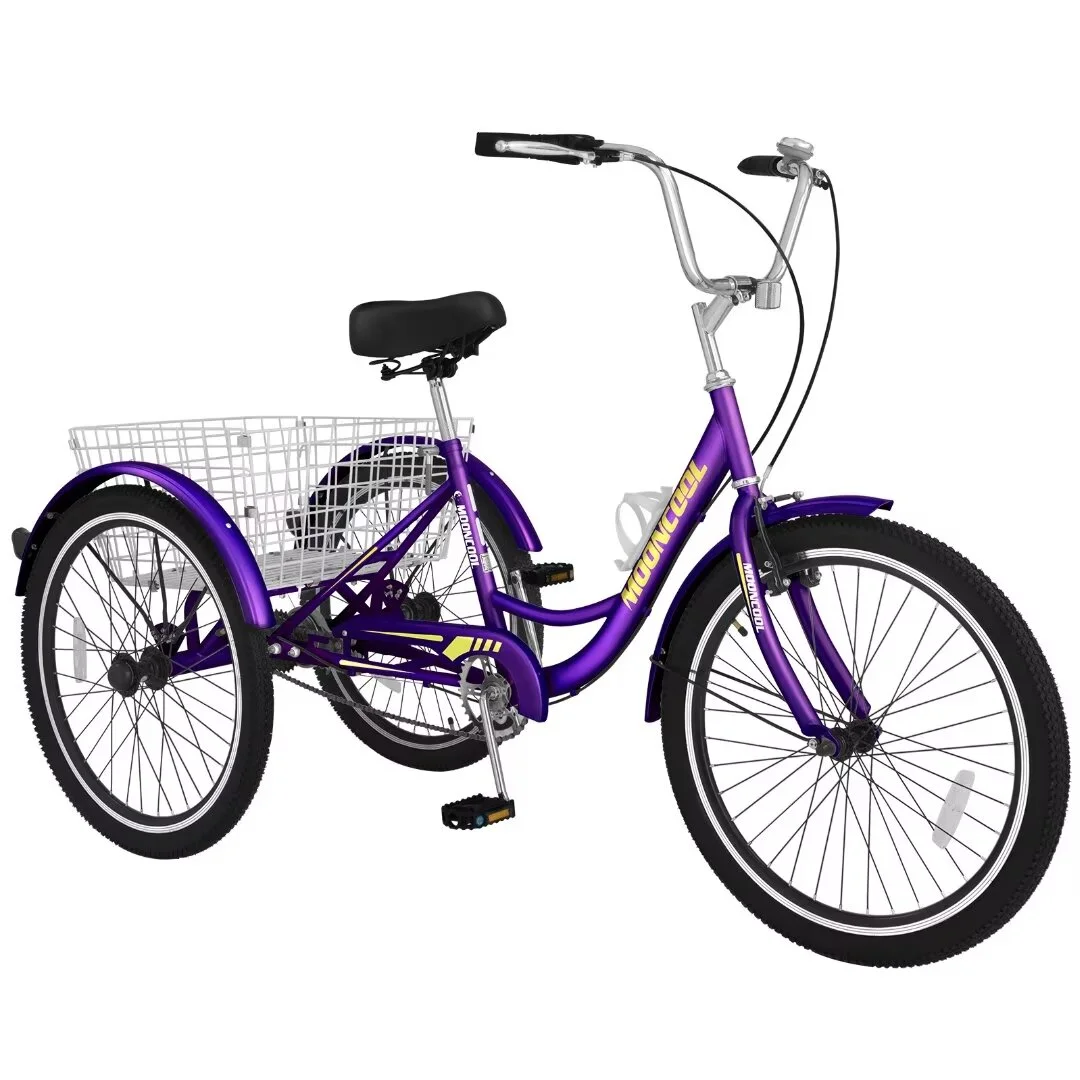 Docred Adult Tricycle 1 Speed 24 Inch Three Wheel Bike Cruiser Trike for Men/Women/Seniors