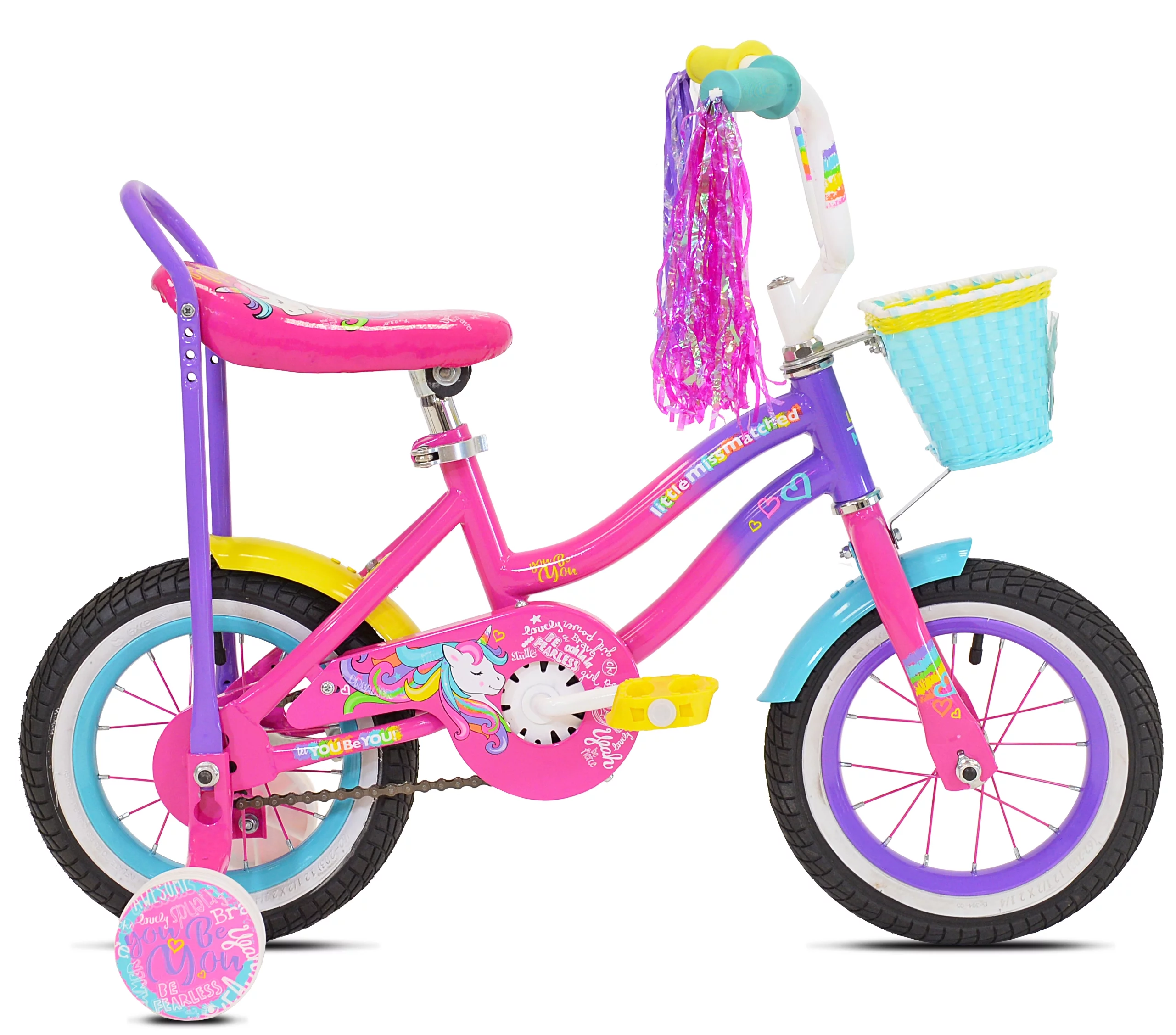 LittleMissMatched 12 in.  Girl’s Let You Be You Unicorn, Child’s Bicycle, Pink and Purple