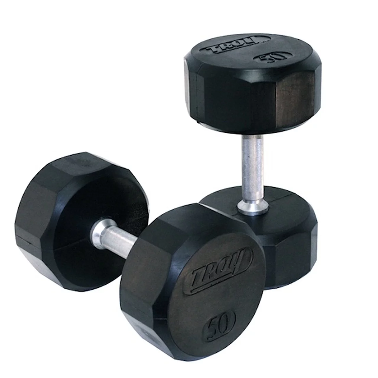 Troy 5-100 lb. Rubber Dumbbell Set 12-Sided (Commercial)