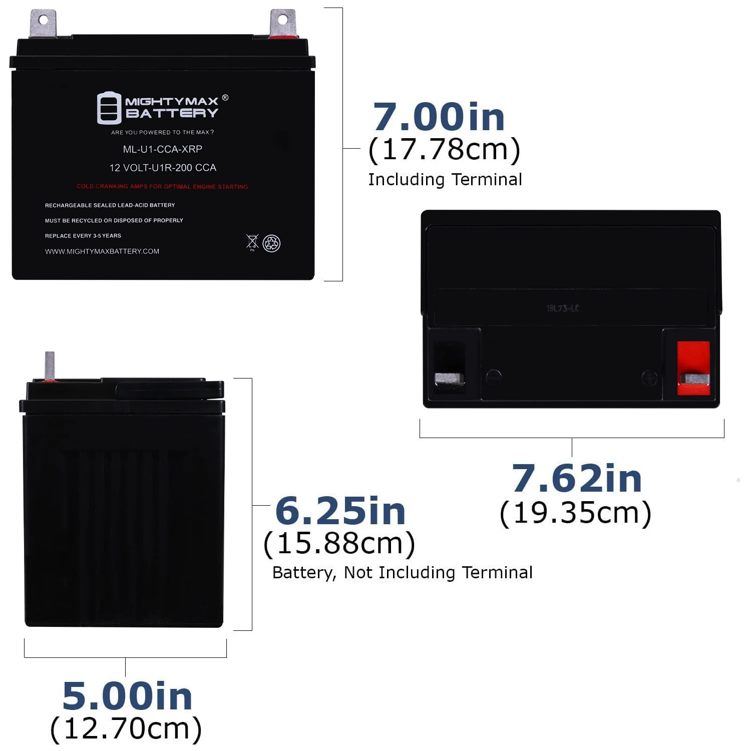 ML-U1-CCA-XRP 12V 200CCA Replacement Battery Compatible with Full Throttle FT438-U1R