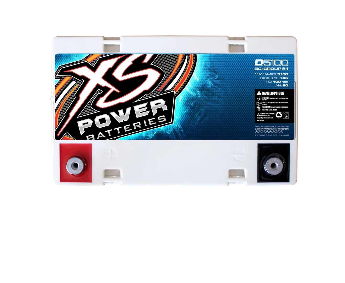 XS Power D5100 3100 Amp AGM Power Cell Car Audio Battery + Terminal Hardware