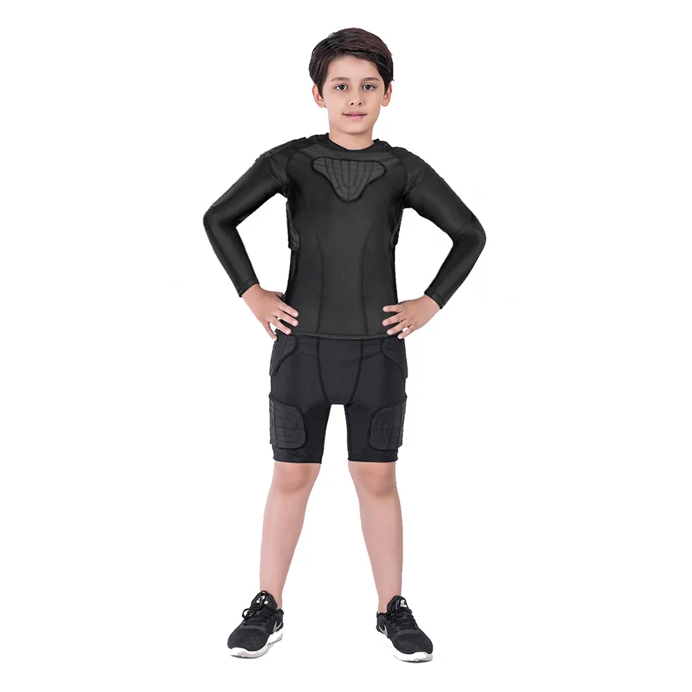 TUOY Kids Youth Boy’s Padded Compression Shirt – Long Sleeve Protective Shirt