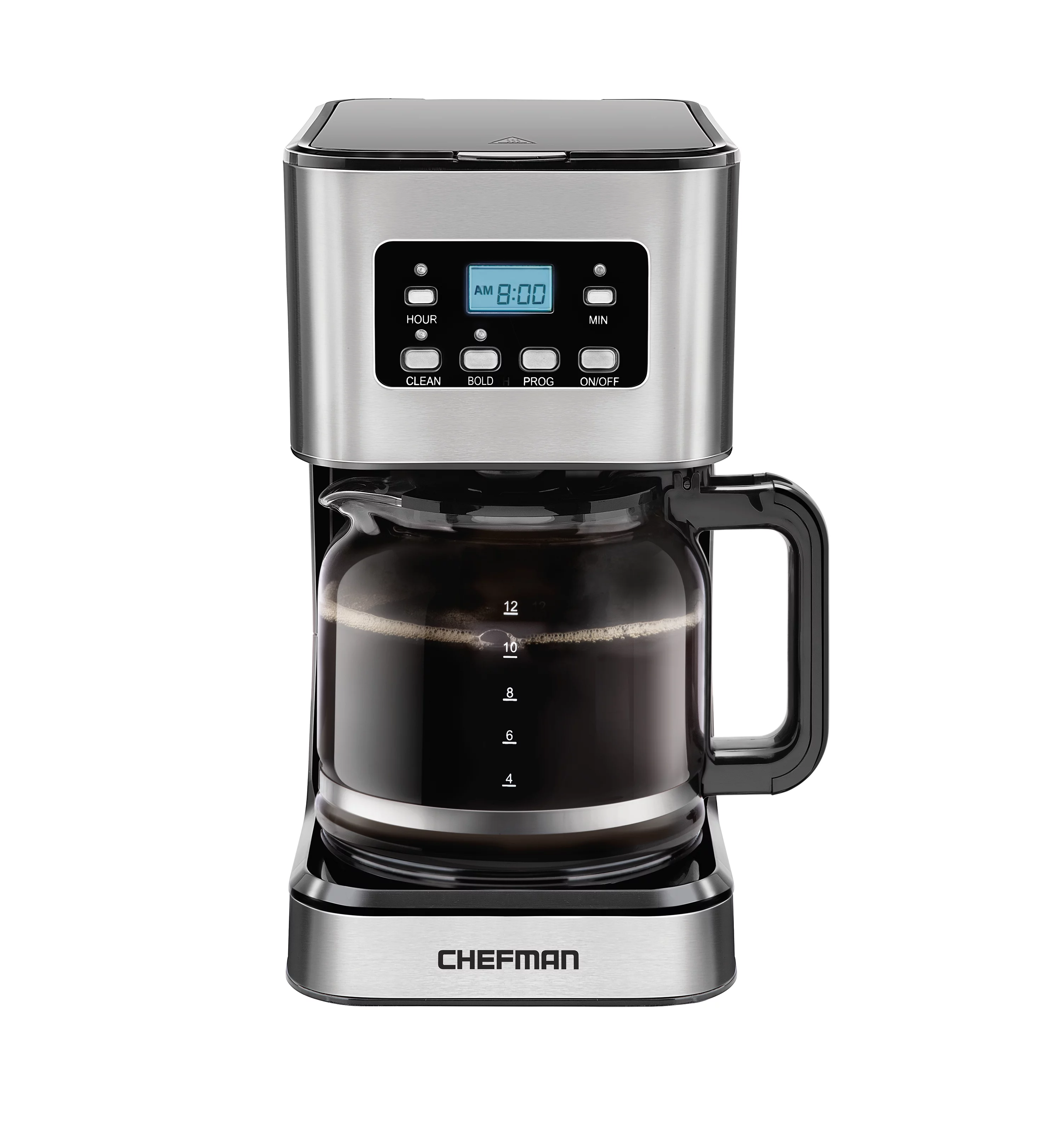 Chefman 12-Cup Programmable Coffee Maker w/ Digital Display, Auto Shut Off – Stainless Steel, New