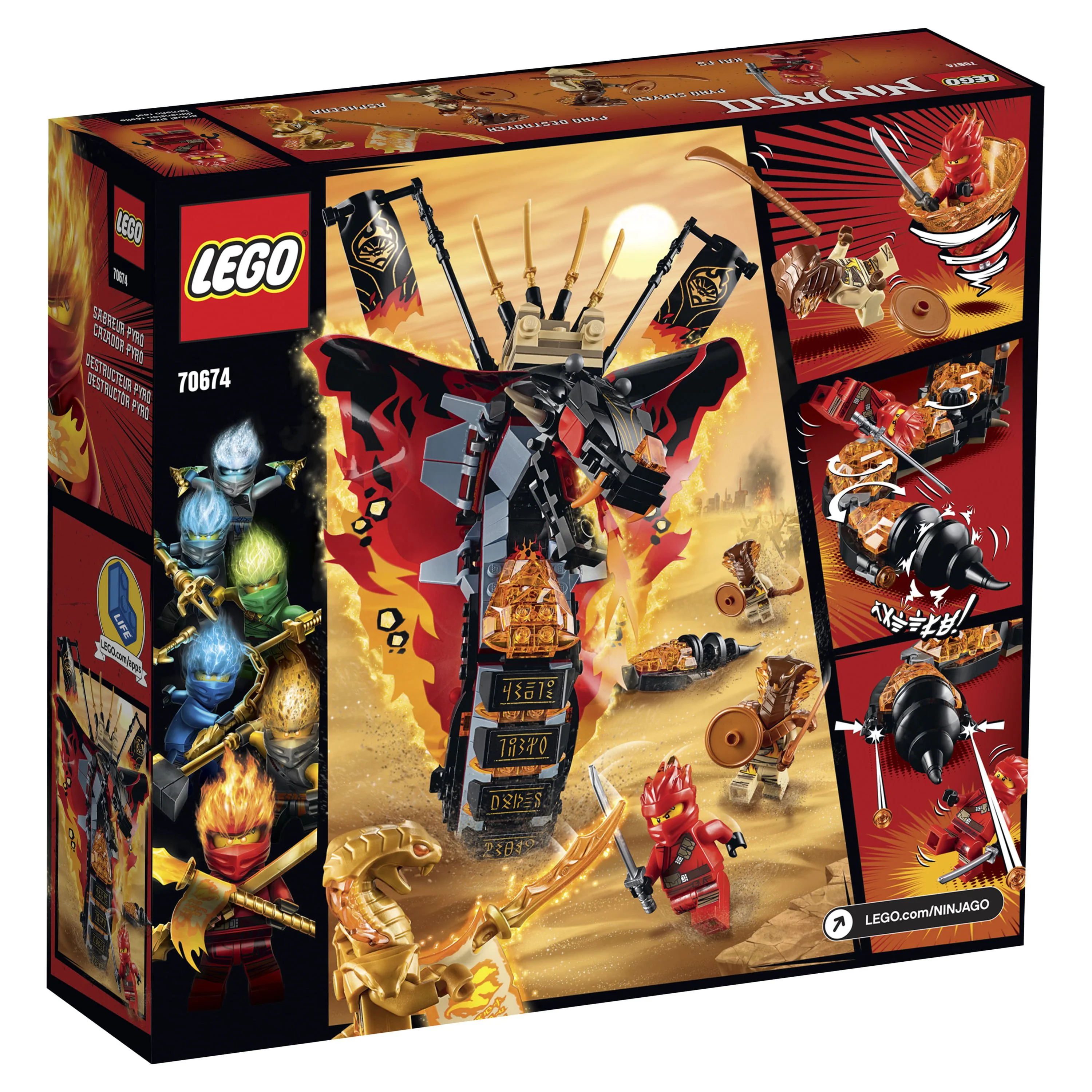 LEGO NINJAGO Fire Fang 70674 Snake Action Building Toy for Kids with Ninja Minifigures (463 pieces)