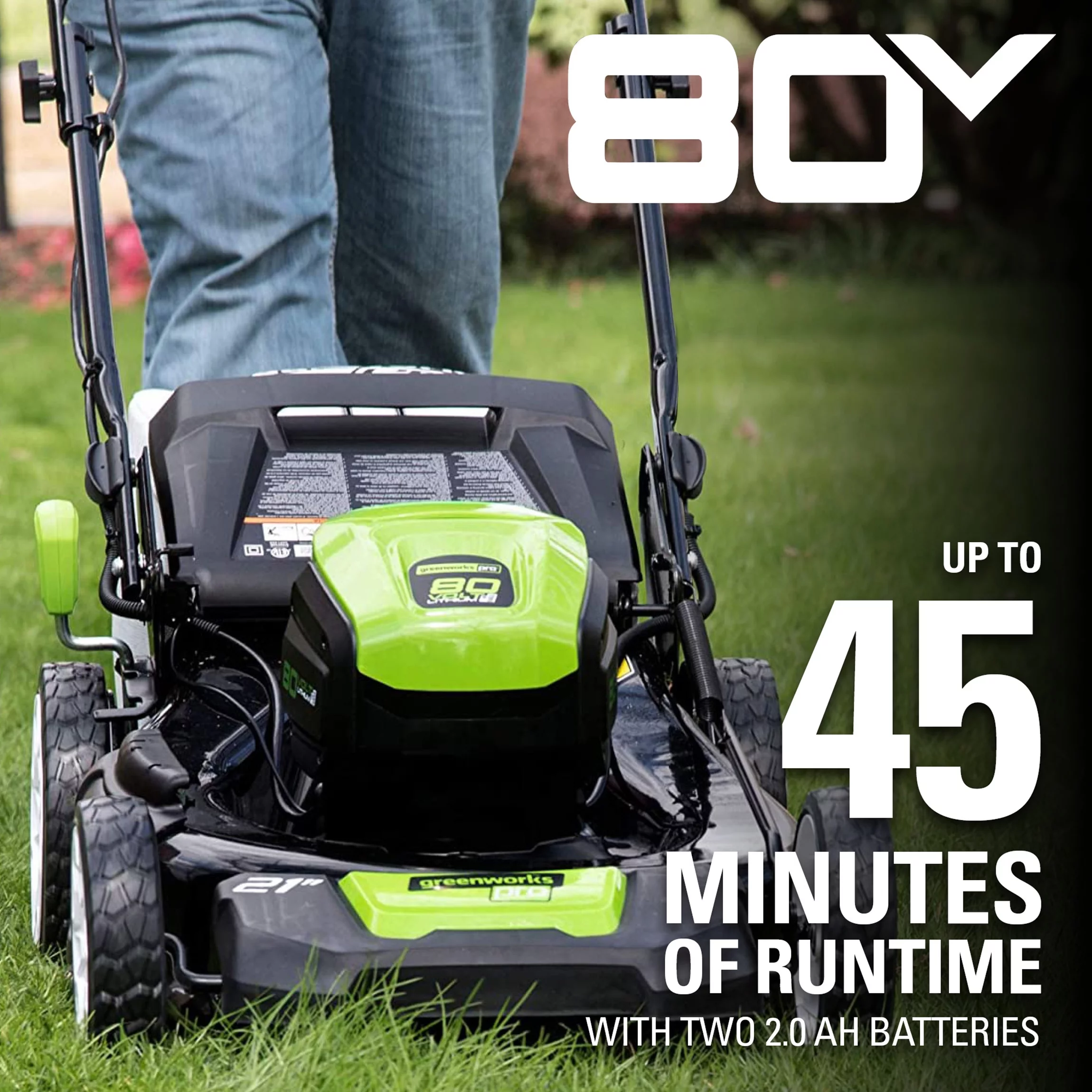 Greenworks 21″ 80 Volt Battery Powered Push Walk-Behind Mower