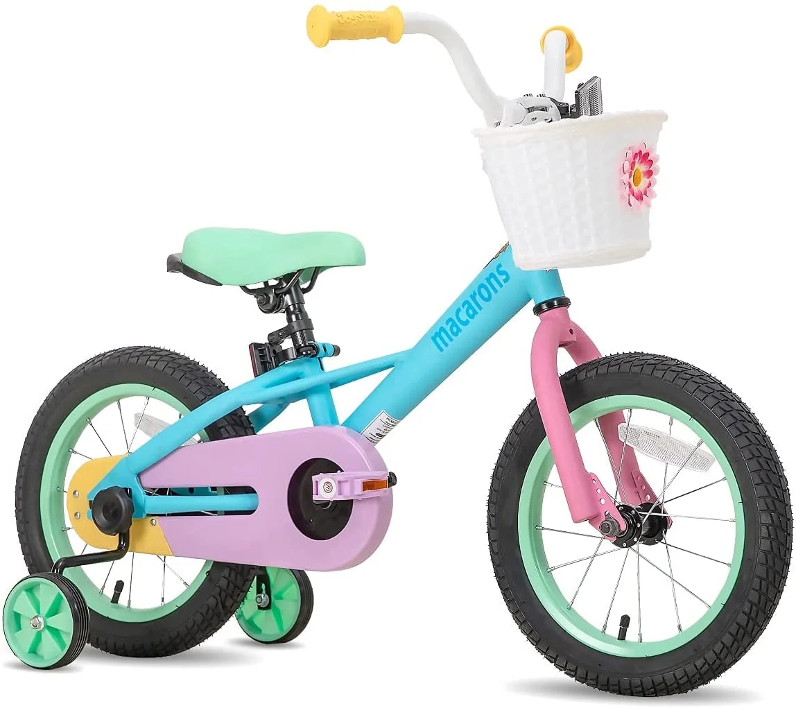 JOYSTAR 12″ 14″ 16?? Kids Bike for 2-7 Years Girls 33-53 Inch Tall, Rainbow Toddler Bicycle with Basket, Training Wheels & Coaster Brake, 85% Assembled, Macarons