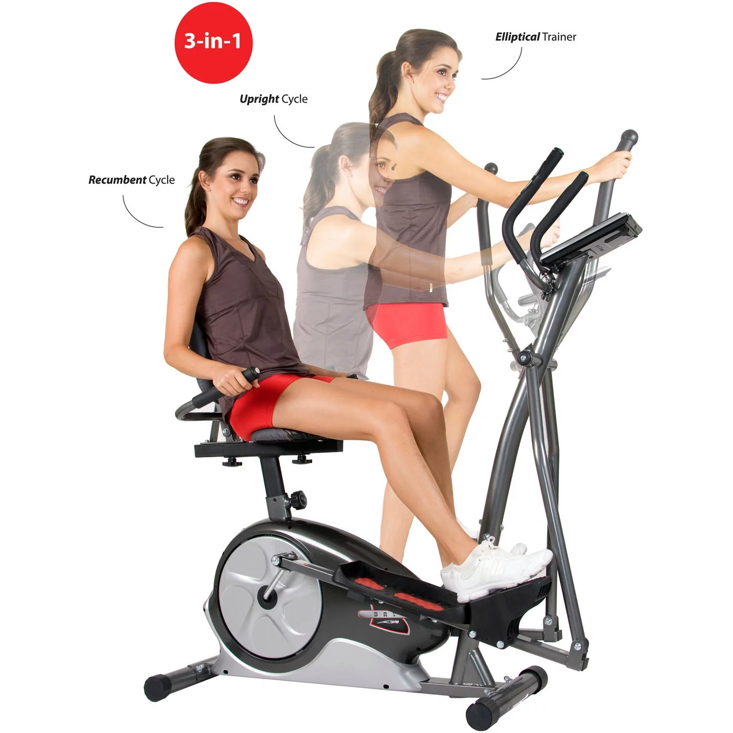 Body Champ BRT3858 Trio Trainer, Manual Resistance, Heart Rate, 12.5″ Stride, Max 250 lbs