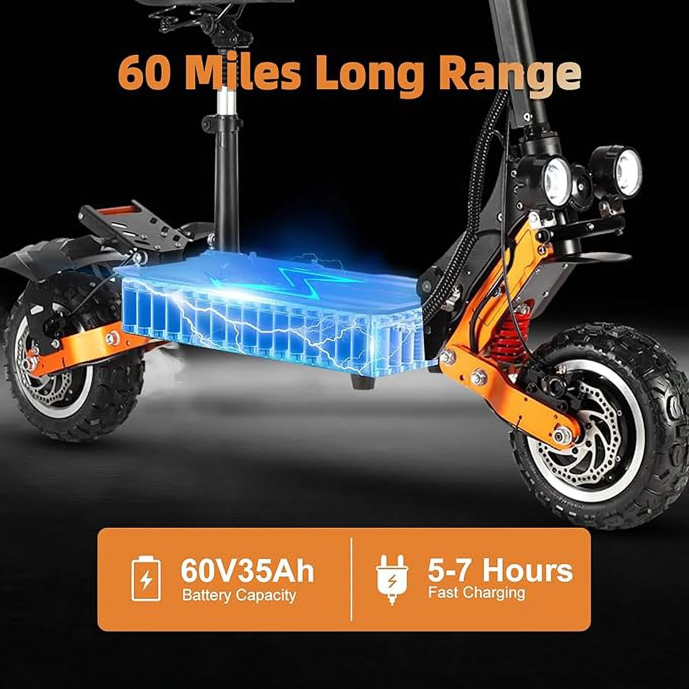 ZonDoo ZO01 Plus Electric Scooter Adults 60V 6000W Dual Motor,Up to 58MPH 60 Miles Range E-Scooter with Seat for Adults