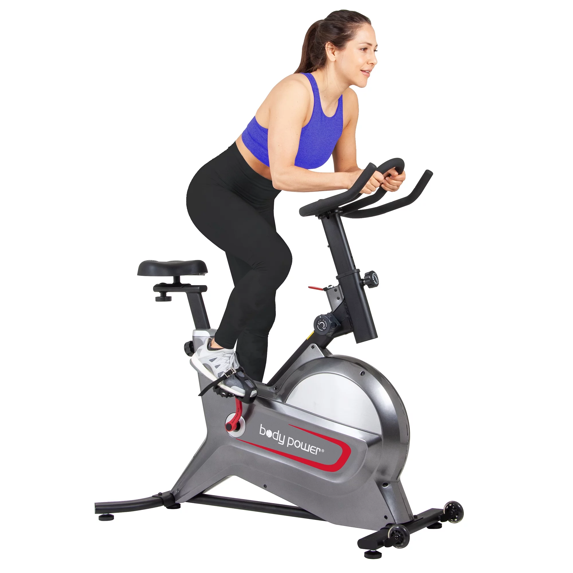 Body Power ERG8000 PRO Indoor Cycle Trainer Upright Bike, Curve-Crank Tech, Adjustable Tension,  Max. Weight 250 Lbs.