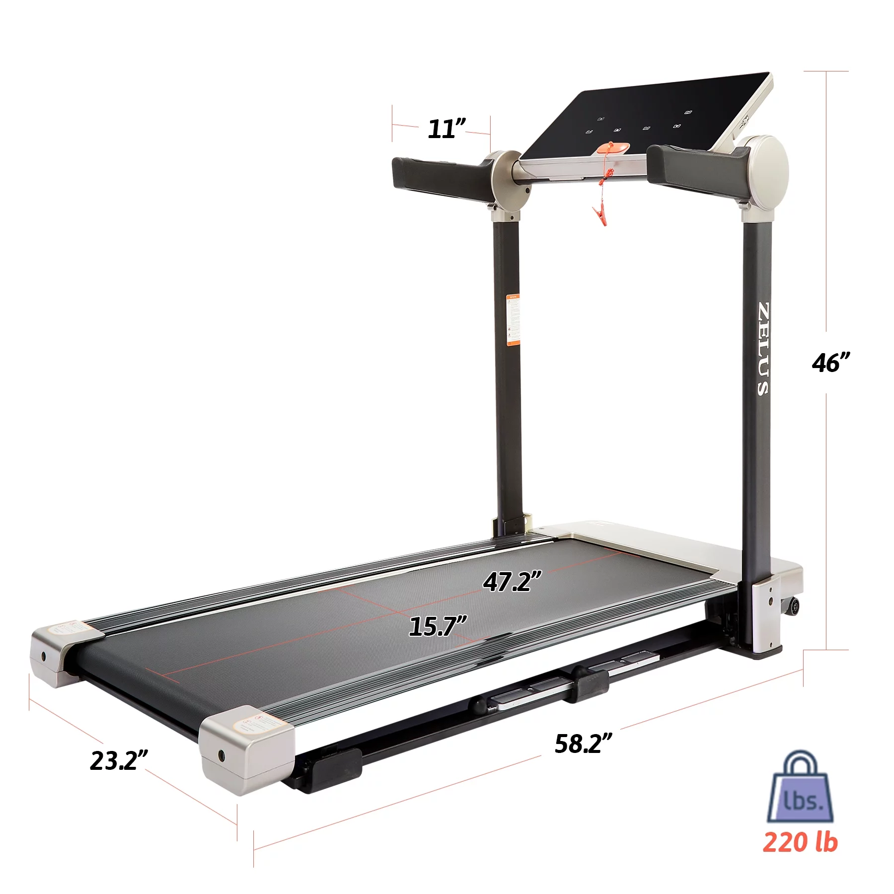 Elkmont 3HP Smart Folding Treadmill with Bluetooth & Magnetic Shock Absorption, 7.5mph