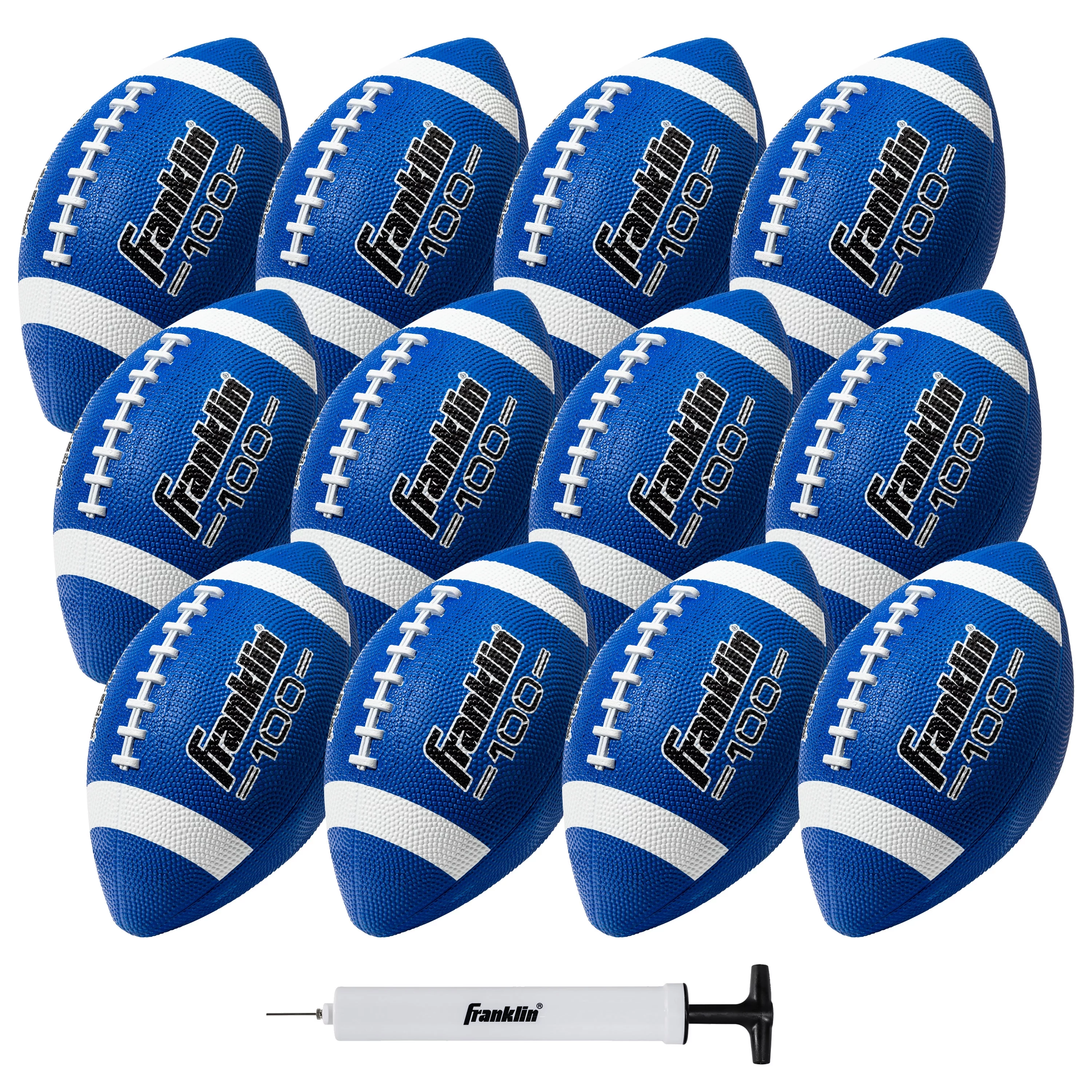 Franklin Sports Junior Size Rubber Football – 6 Pack Deflated with Pump