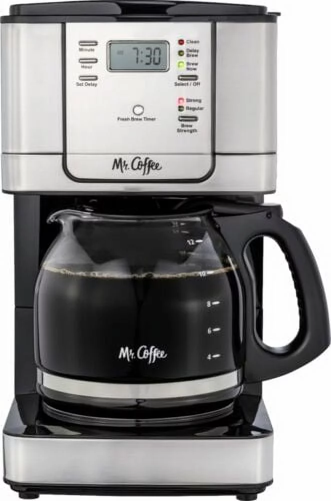 Mr. Coffee – 12-Cup Coffee Maker with Strong Brew Selector – Stainless Steel