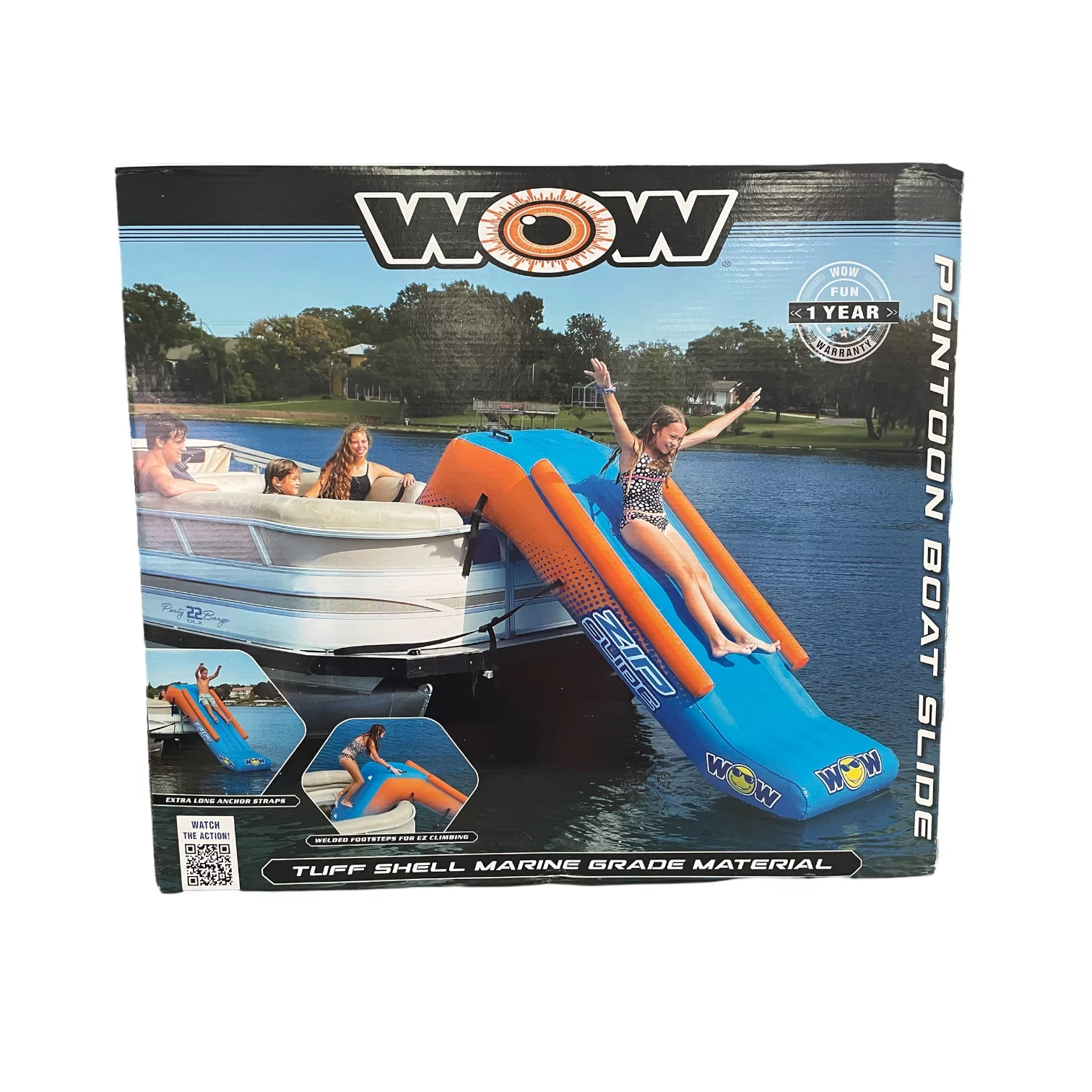 WOW Pontoon Zip Slide, 10.5ft x 33in x 54in, Blue & Orange