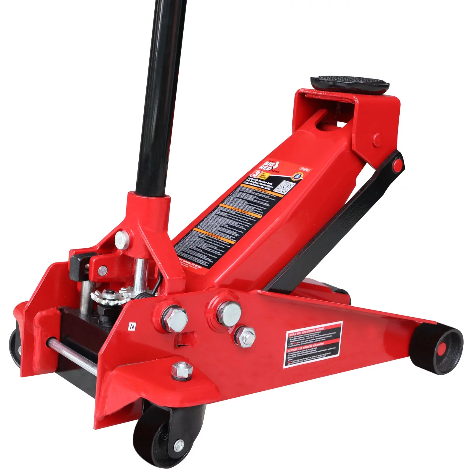 Big Red 3 Ton Hydraulic Floor Jack with Quick Lift Pump Car Jack, (6,000 lb) Capacity,Red,W83025