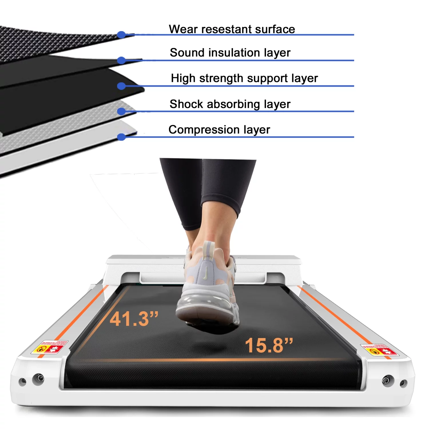 Under Desk Treadmill 2.5HP Slim Walking Treadmill 265LBS – Electric Treadmill with APP Bluetooth Remote Control LED Display, Running Walking Jogging for Home Office Use (Installation Free)