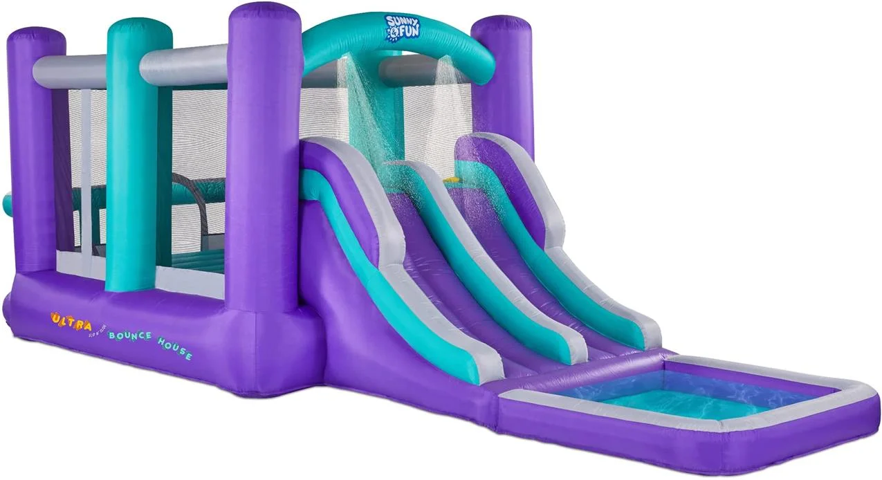 Sunny & Fun Inflatable Water Slide, Blow up Pool & Bounce House for Backyard