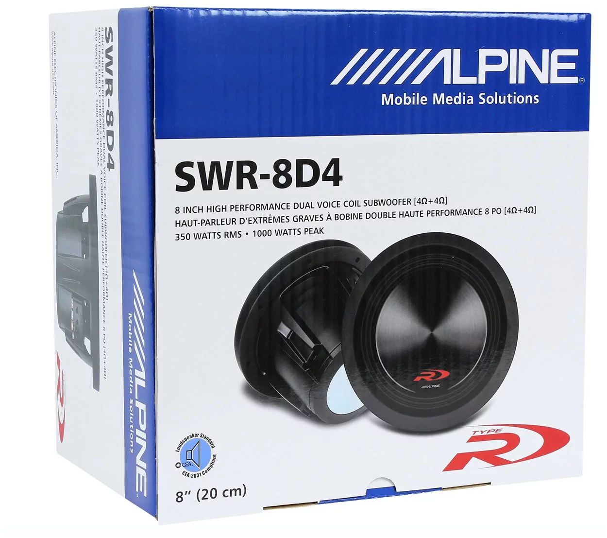 Alpine SWR-8D4 8″ Car Subwoofer