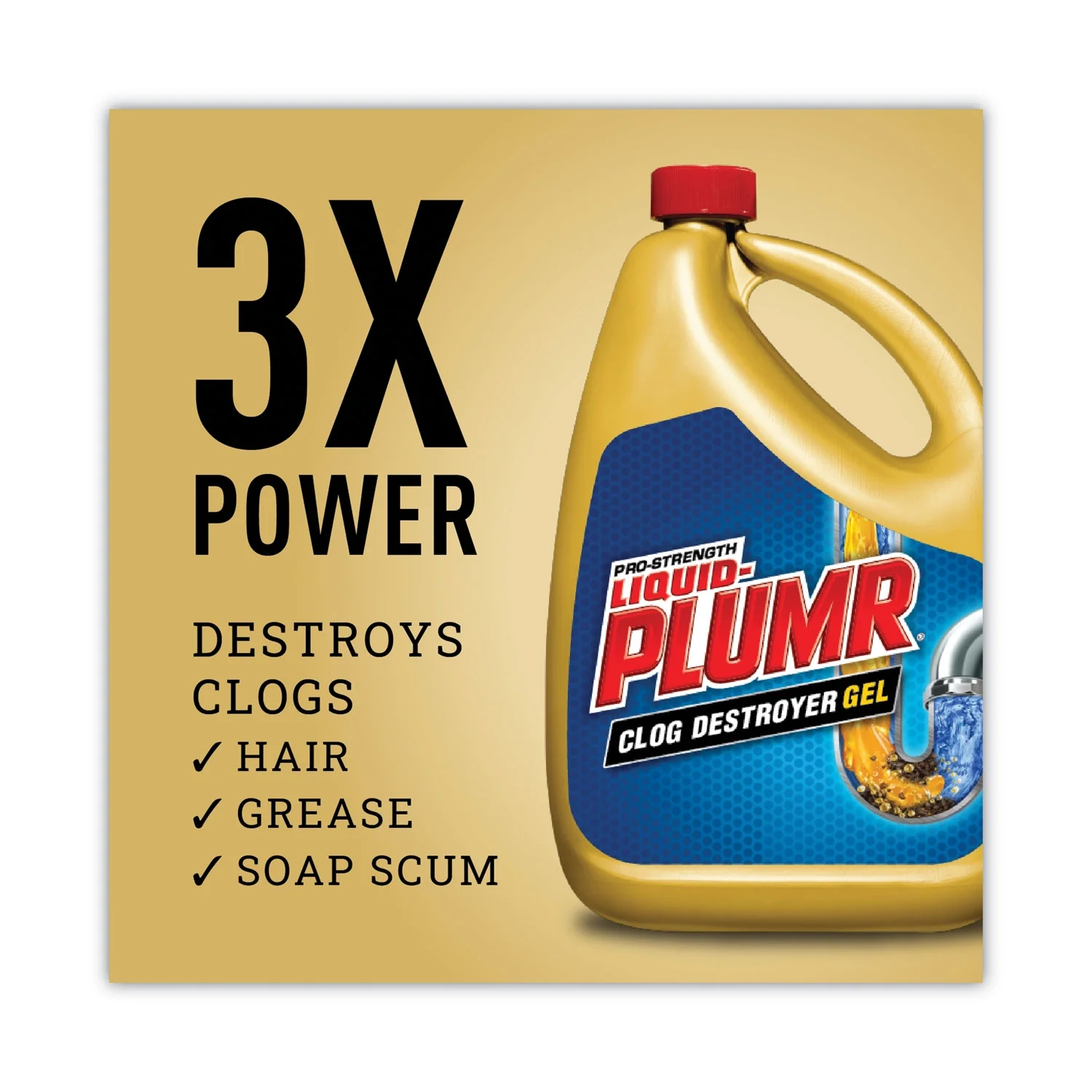 Liquid-Plumr Pro-Strength Drain Clog Remover Gel w/Pipe Gaurd, 80 fl oz