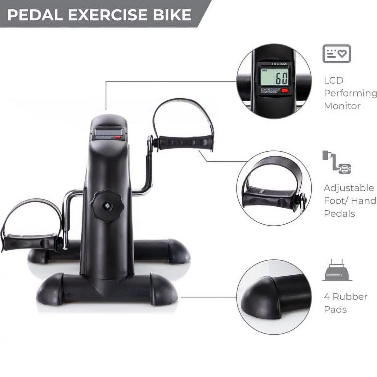 OTFitness Mini Exercise Bike Portable Pedal Stationary Bike Under Desk Exercise Bike Machine with LCD Screen Displays for Office Fitness,Black