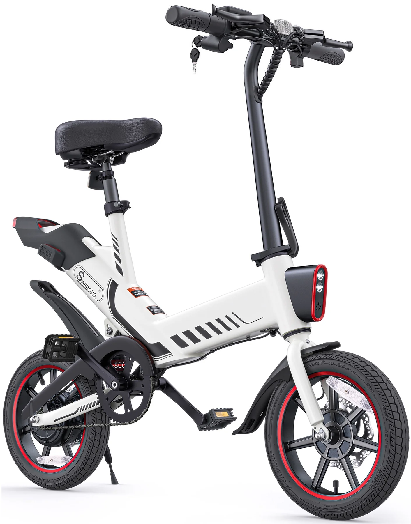 Wooken Electric Bike, 14” Electric Bicycle for Adults and Teenagers with 18.6MPH Waterproof Folding Electric Bike with Removable 36V 374WH Lithium-Ion Battery Throttle & Pedal Assist