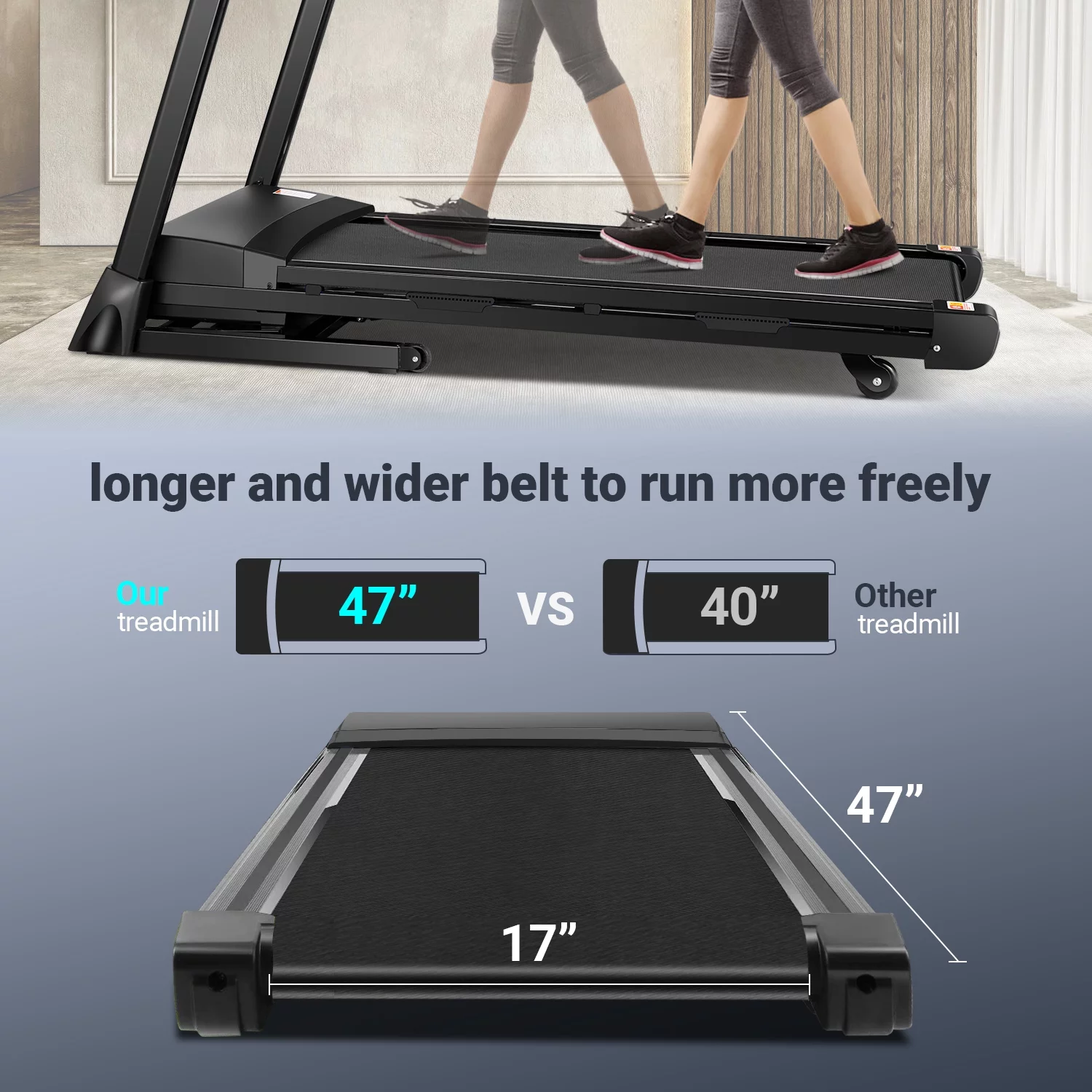 Treadmill with Auto Incline, Treadmill 300 lb Capacity with APP & Bluetooth Audio Speakers, 3.25HP Ultra-Quiet & Wide Electric Walking Running Machine for Home/Gym Cardio Use