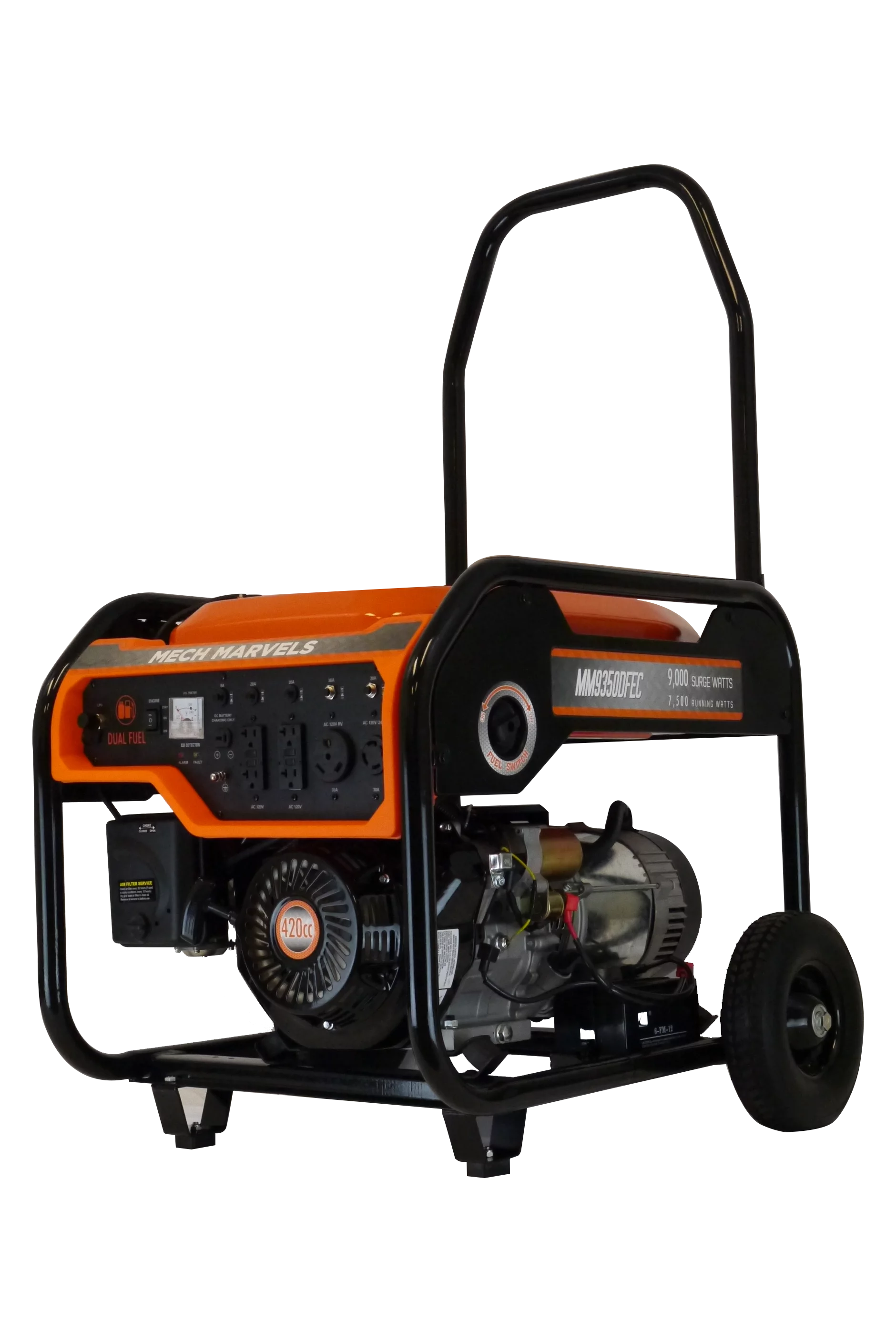 Mech Marvels 9000 Watt Dual Fuel Portable Power Generator, Electric Start, CO Detect, MM9350DFEC