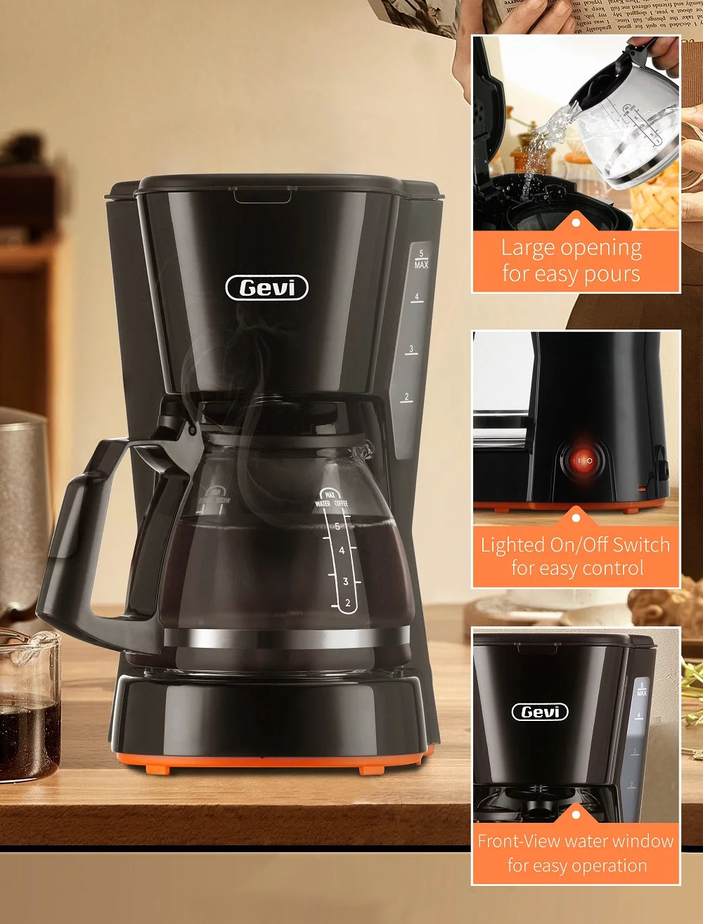 Gevi 5 Cups Small Coffee Maker, Compact Coffee Machine with Filter, Warming Plate and Coffee Pot,New Condition