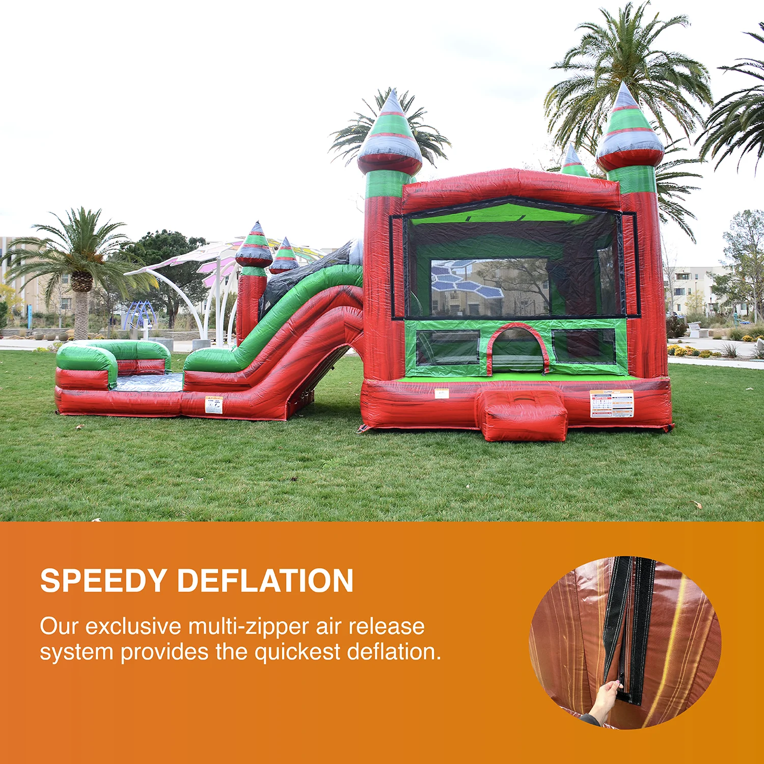 JumpOrange Castle Commercial Grade Bounce House with Slide and Pool for Kids and Adults (with Blower), Red