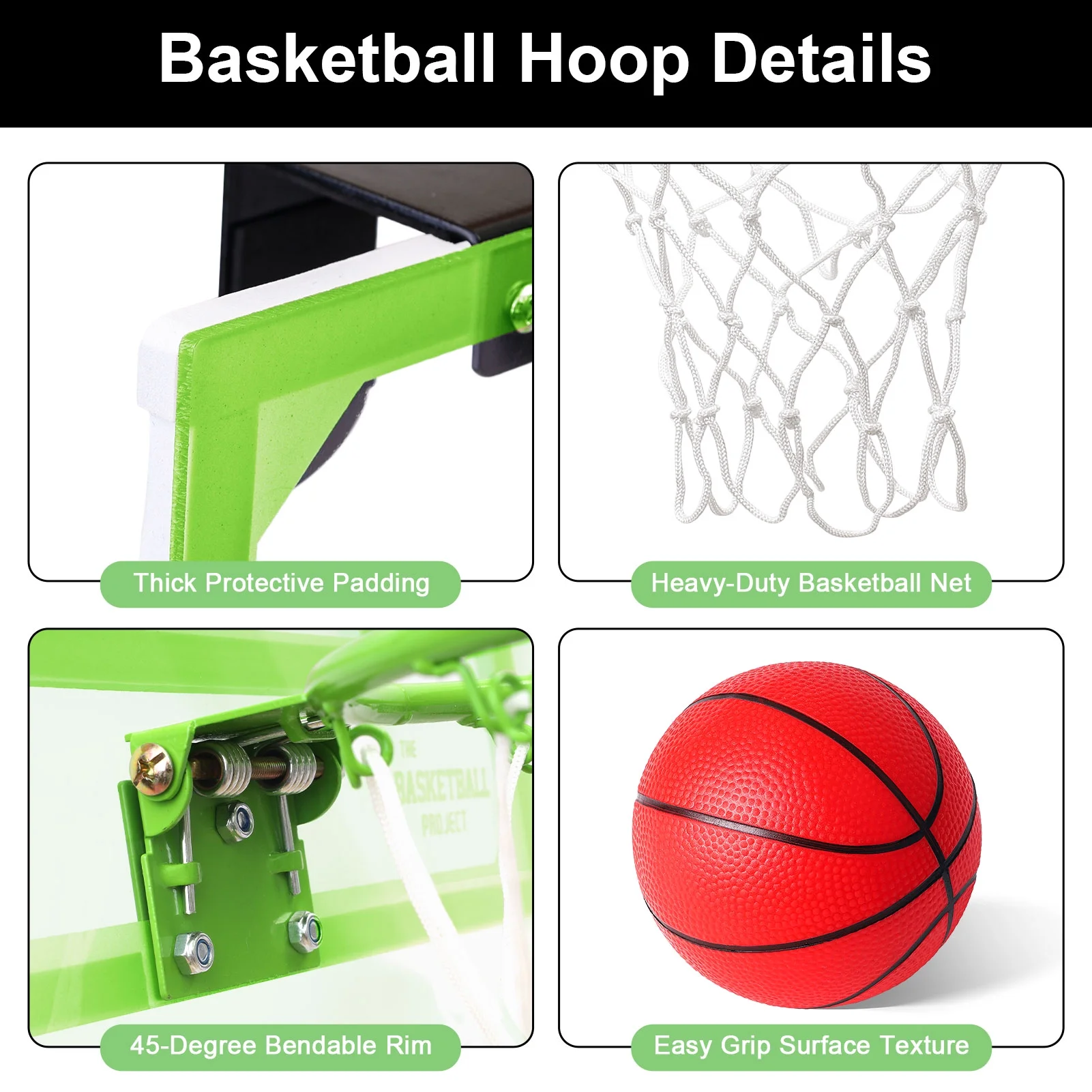 Mini Basketball Hoop Over the Door Glow in The Dark Indoor Basketball Hopp Christmas Birthday Gift for Kids Boys and Girls