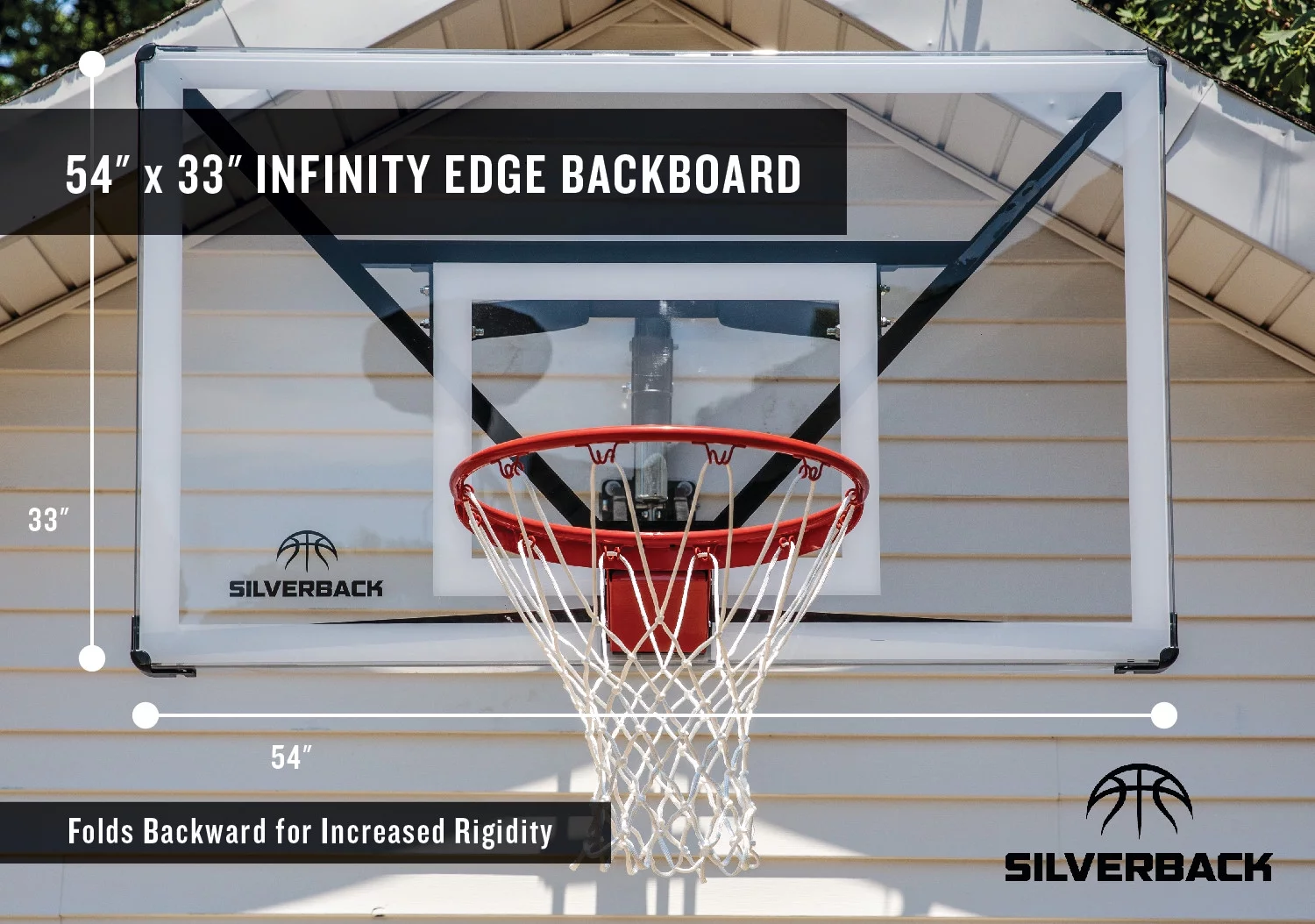 Silverback SBX 54″ Wall Mounted Adjustable-Height Basketball Hoop with Quick Play Design