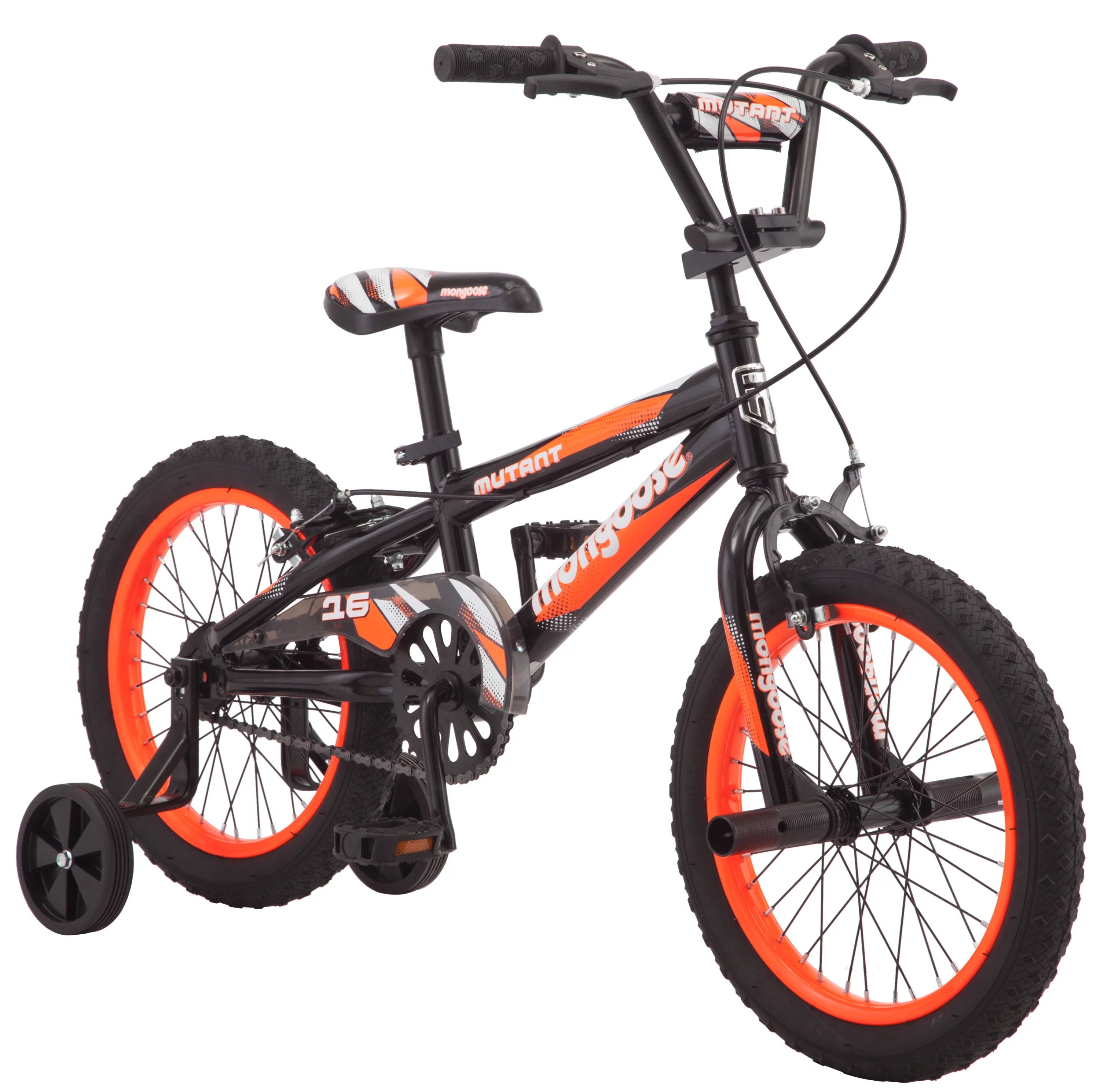 Mongoose Mutant 16 inch Kid’s BMX Bike, Boys/Girls, Ages 3-5, Black & Orange