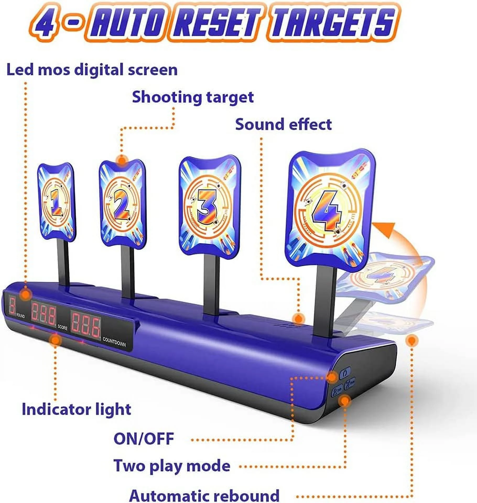 Electric Scoring Auto Reset Shooting Digital Target with Foam Dart Toy Gun for Nerf Guns Shooting Target,Shooting Toys for Age of 3 4 5 6+ Years Old Kid Boys Girls