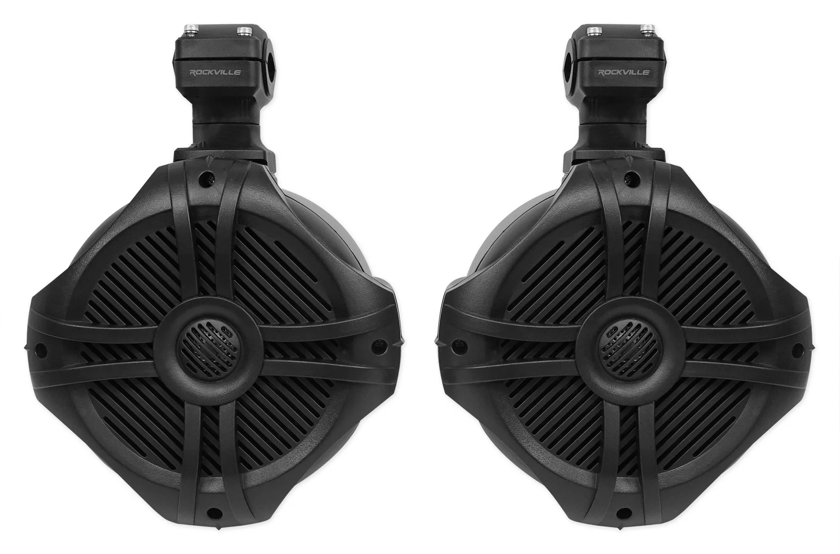 Pair Rockville RWB70B Black 6.5″ 250w Marine Wakeboard 360?? Swivel Tower Speakers