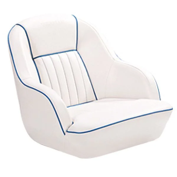 Pontoon Boat Seat, Captains Bucket Boat Seat, Back Folding Boat, Boat Cabin Seating (White/Blue)