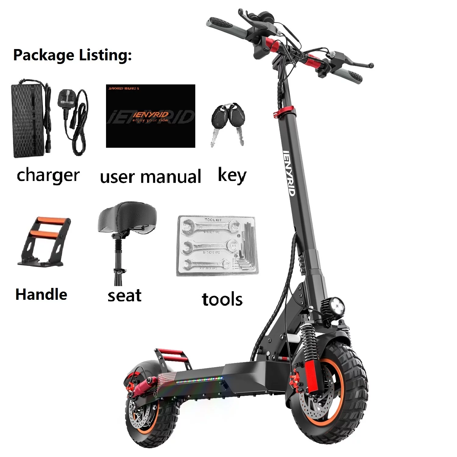 IENYRID Electric Scooter for Adults, 600W Electric Skateboard Adult Electric Scooter with Seat for Commuting Travel